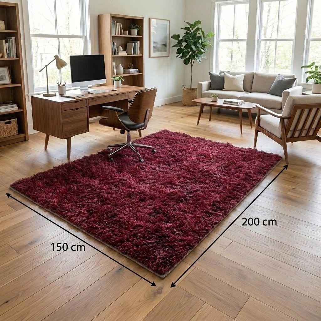 Alfombra color Burdeo 150x200 cm Estilo Shaggy Modelo 026-1