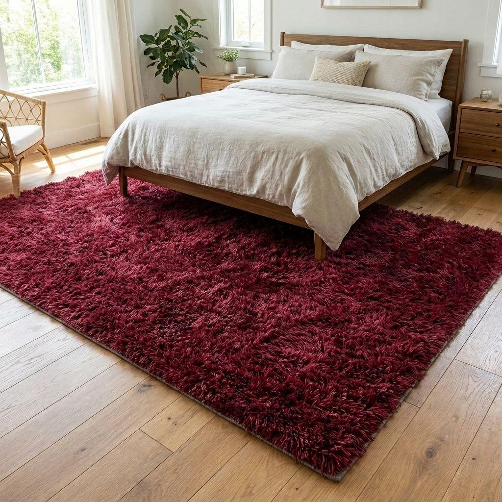 Alfombra color Burdeo 150x200 cm Estilo Shaggy Modelo 026-2