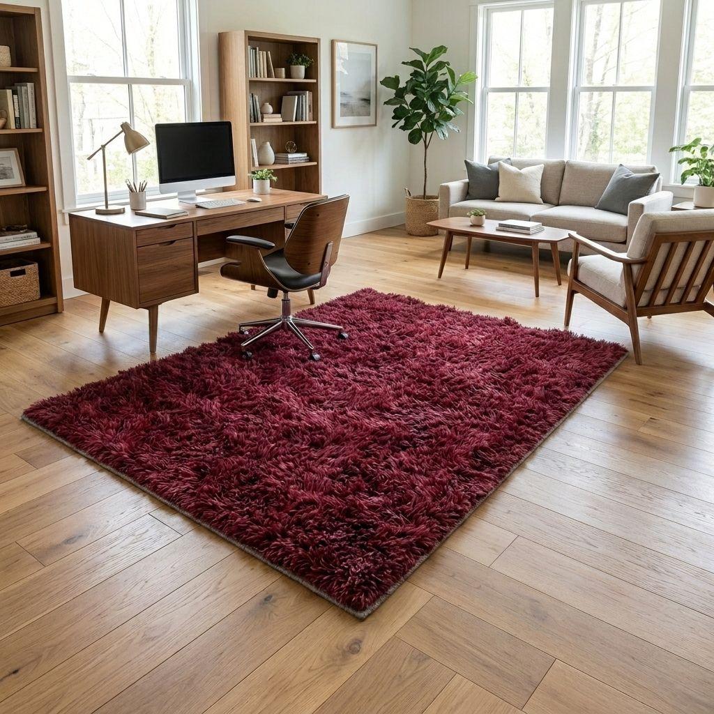Alfombra color Burdeo 150x200 cm Estilo Shaggy Modelo 026-5