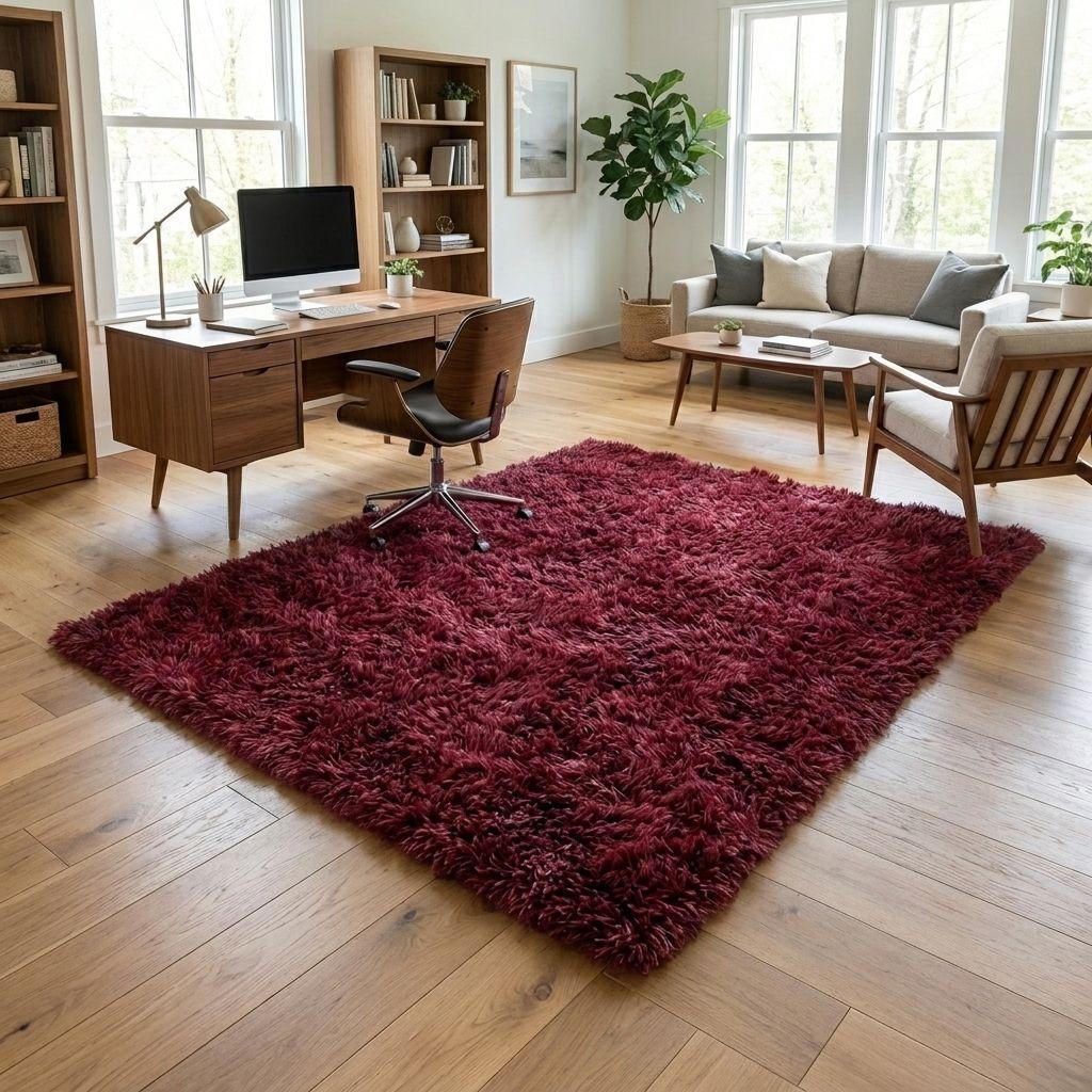Alfombra color Burdeo 150x200 cm Estilo Shaggy Modelo 026-6