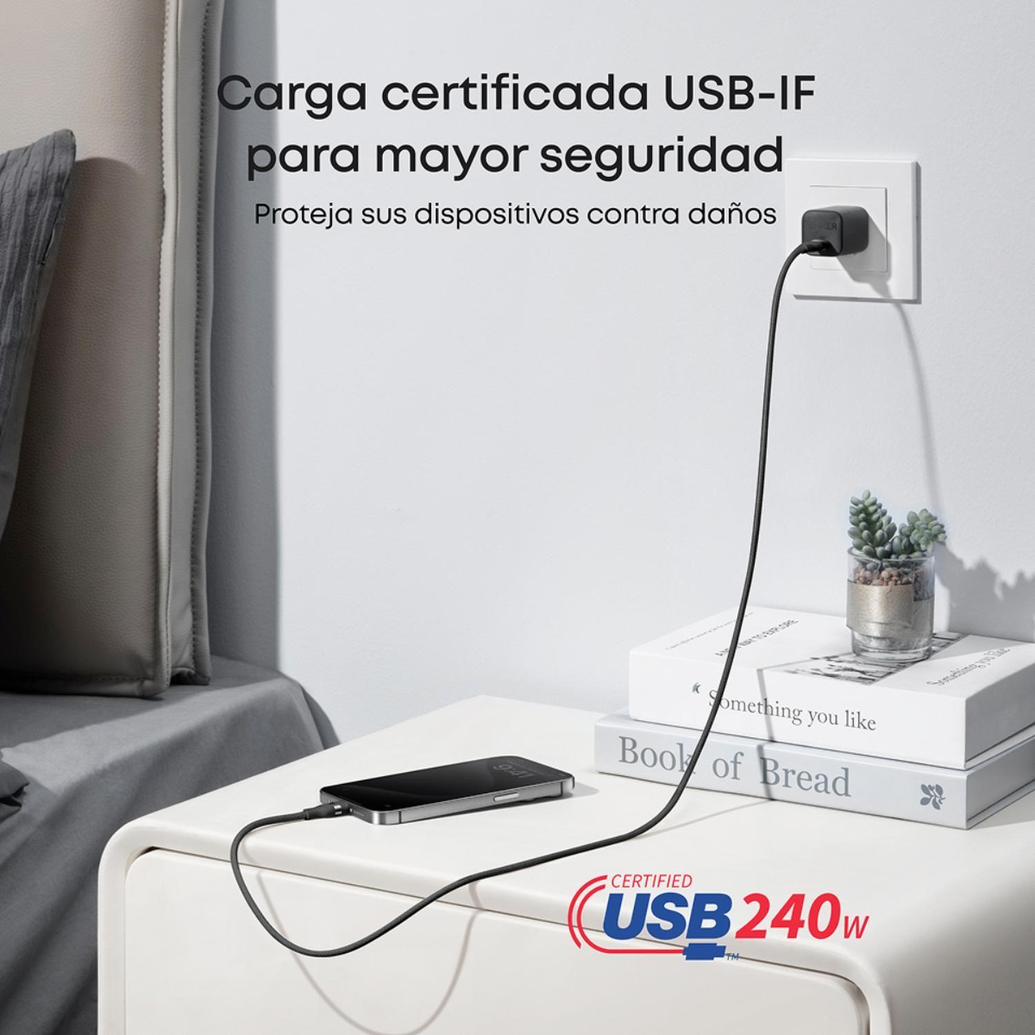 Cable USB-C a USB-C Anker Carga Rápida 240W 1m Negro-5