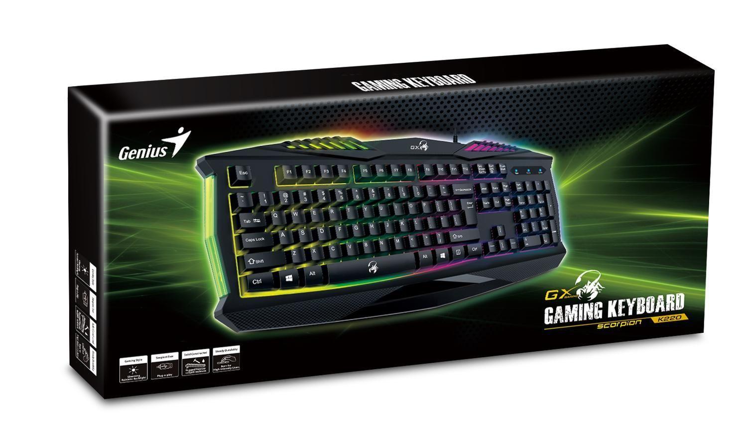 Genius Teclado Gaming Scorpion K220 iluminacion 7 Color Negro USB-0