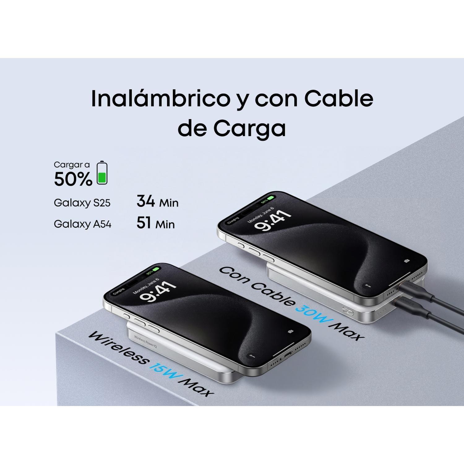 Powerbank Magnética Slim Batería Externa MagGo Anker 10.000 mAh Qi2 Wireless Blanco-4