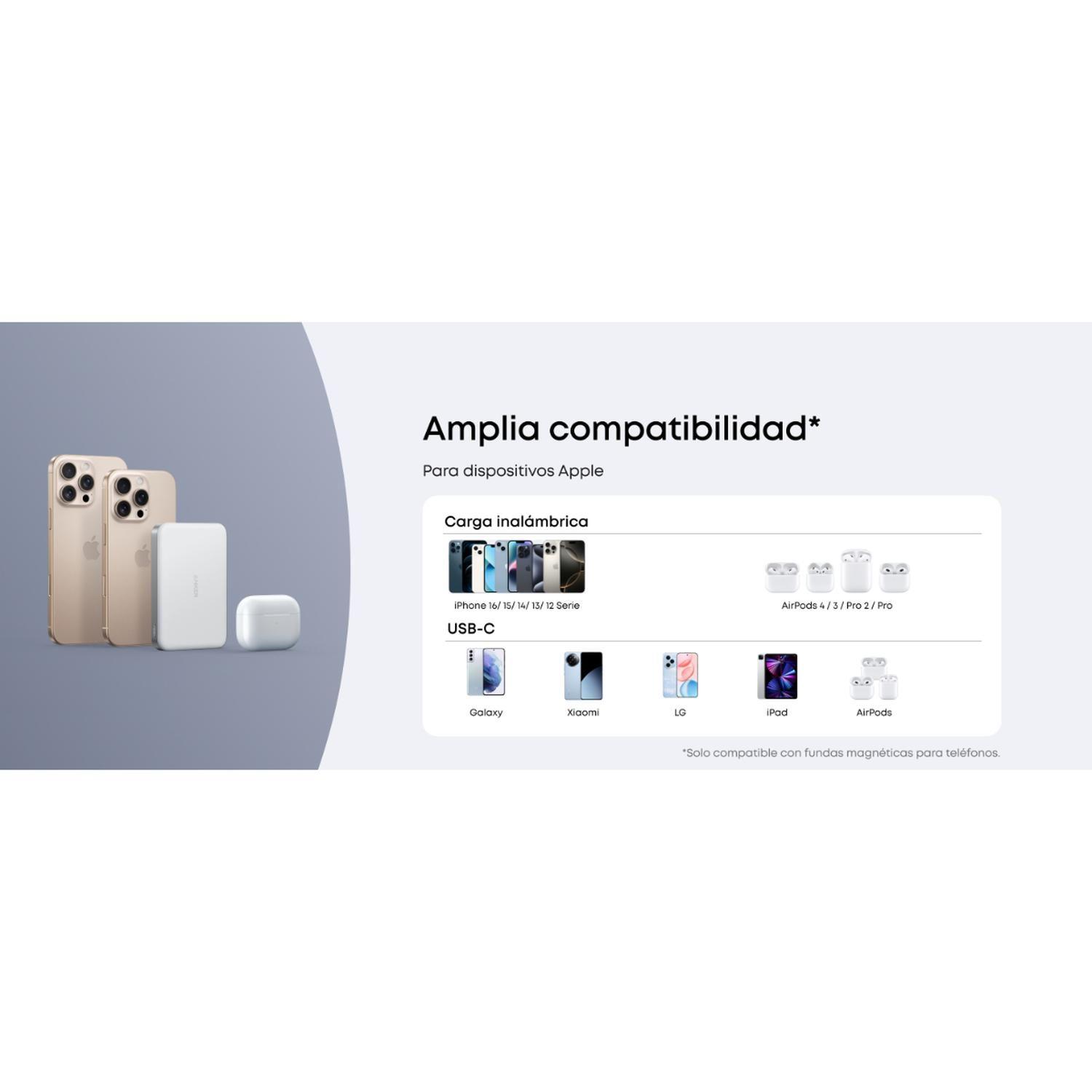 Powerbank Magnética Slim Batería Externa MagGo Anker 10.000 mAh Qi2 Wireless Blanco-7