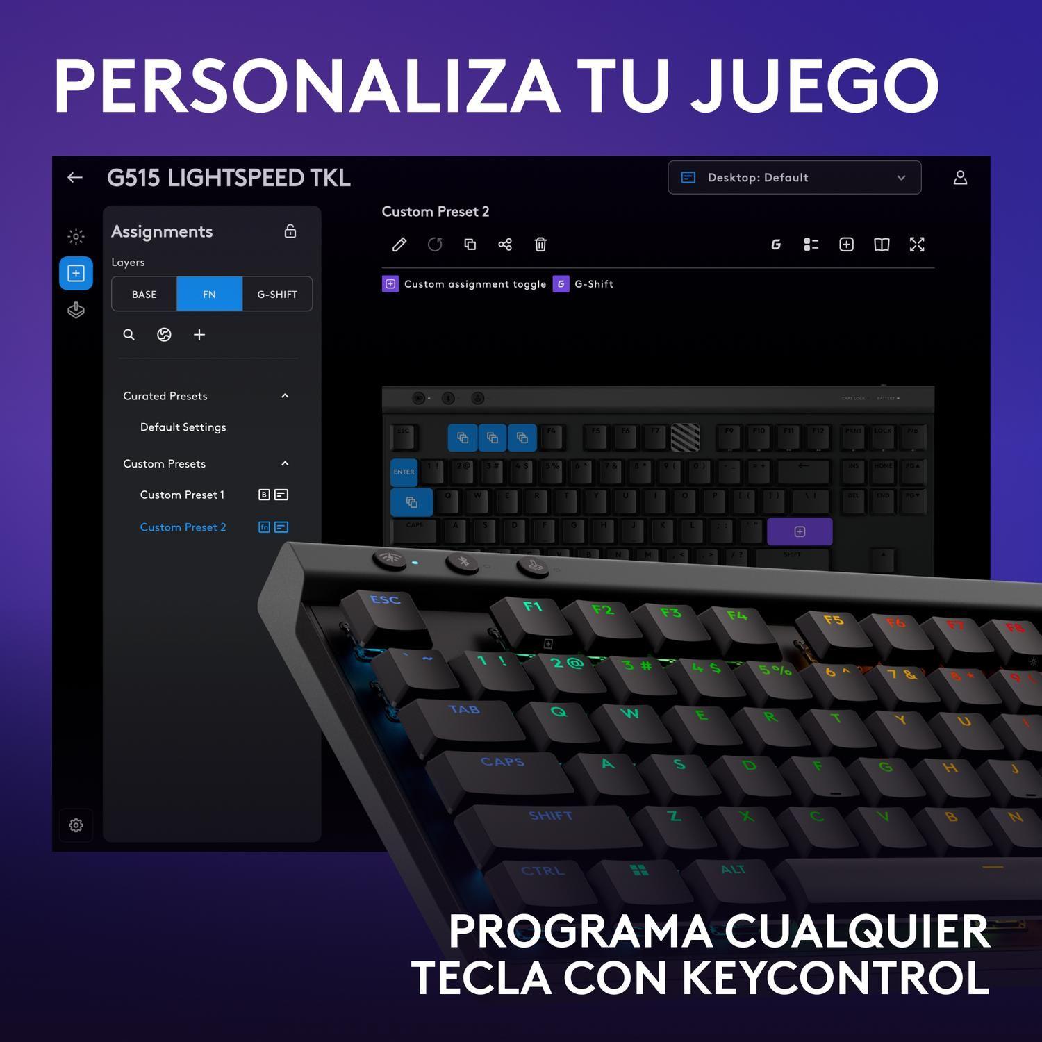 Teclado Gamer Inalambrico Logitech G515 Lightspeed TKL Negro Ingles-6