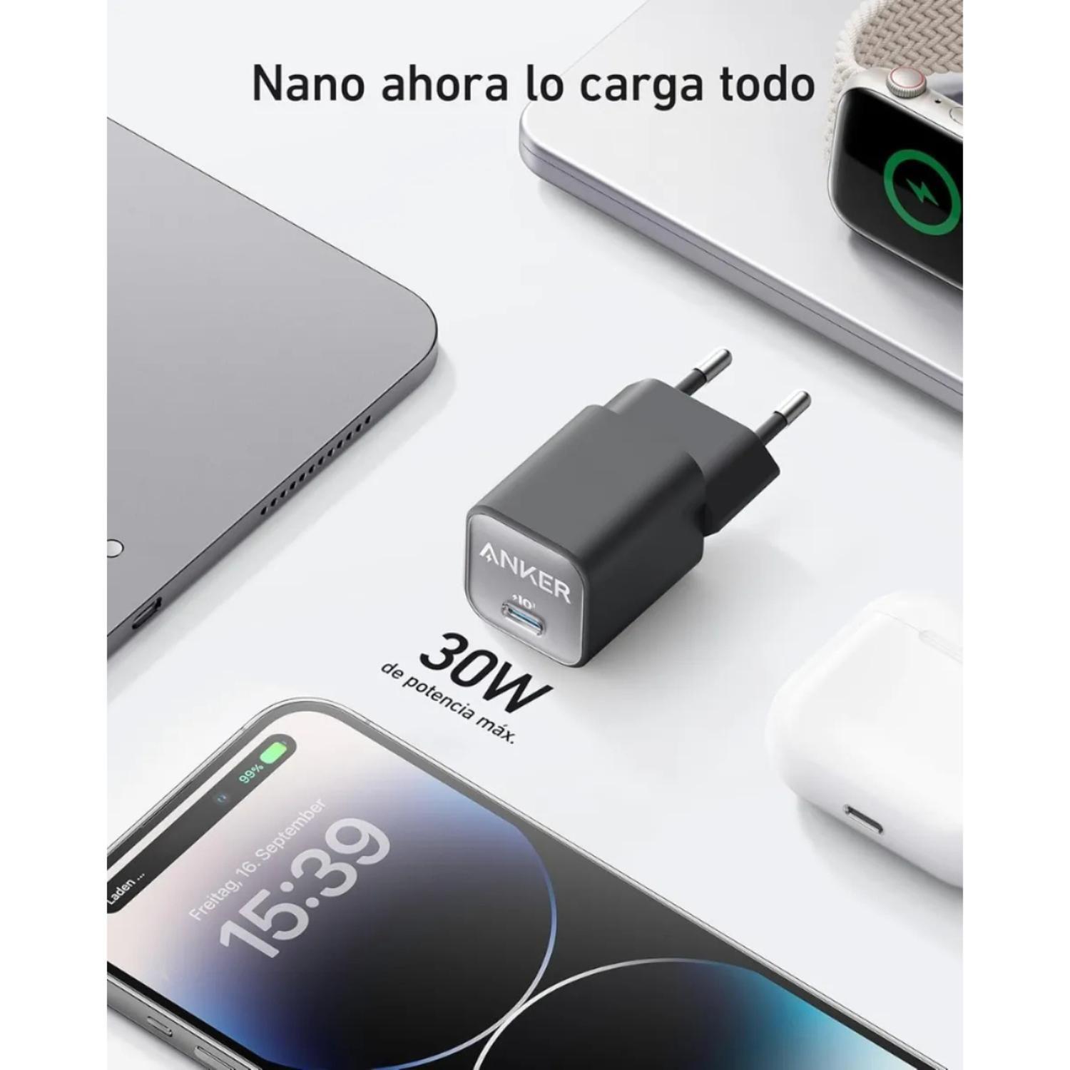 Cargador Carga Rápida Anker Nano 30W GaN PIQ 3.0 USB-C-2