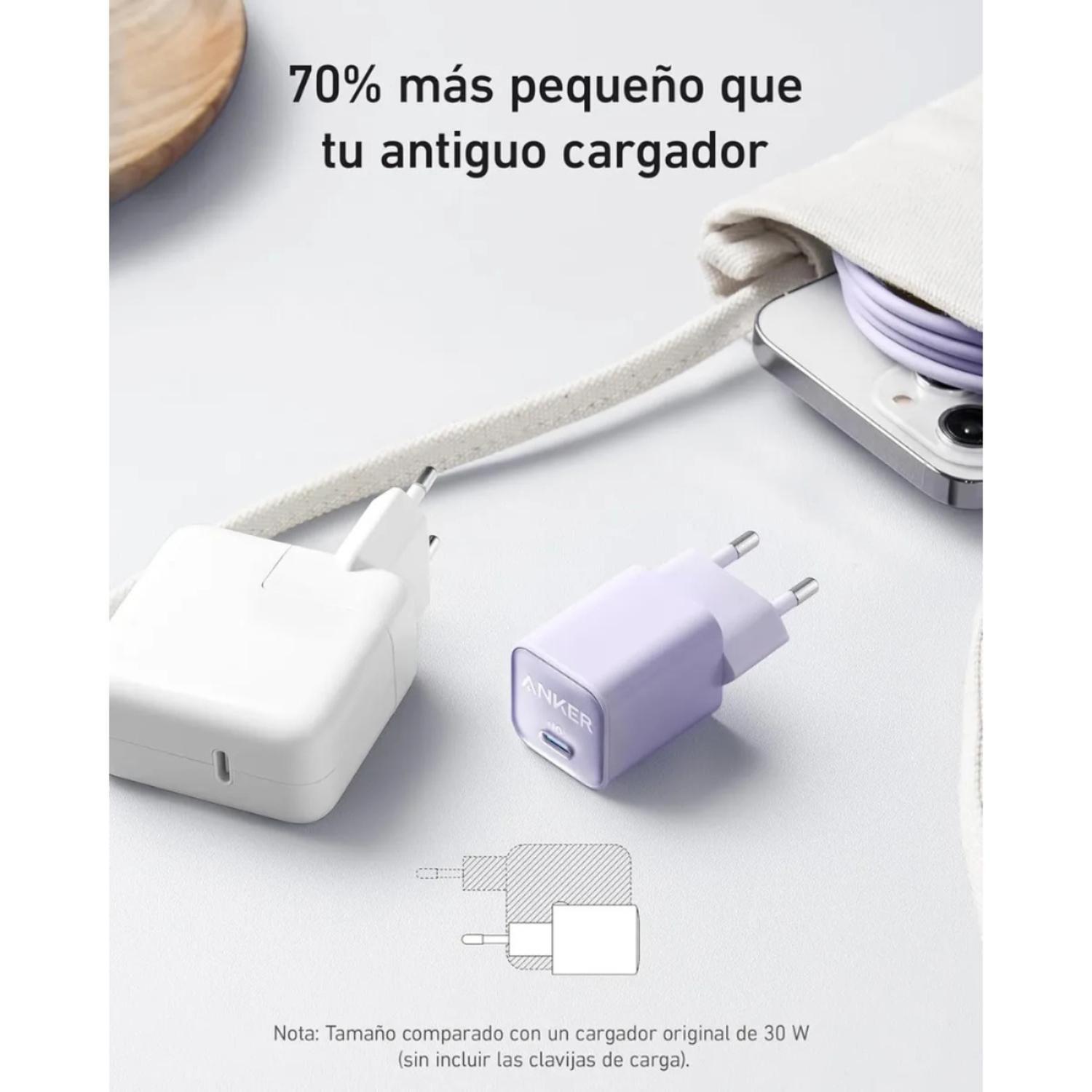 Cargador Carga Rápida Anker Nano 30W GaN PIQ 3.0 USB-C-3