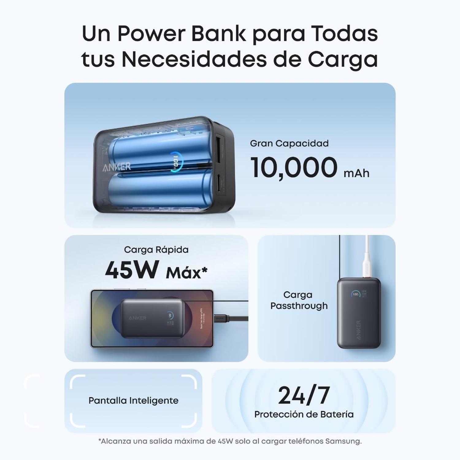 Powerbank Nano Batería Externa Anker 10.000 mAh Carga Ultra Rápida 30W Cable USB-C Negro-2