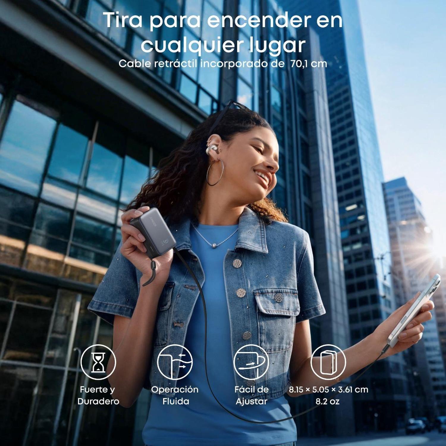 Powerbank Nano Batería Externa Anker 10.000 mAh Carga Ultra Rápida 30W Cable USB-C Negro-5