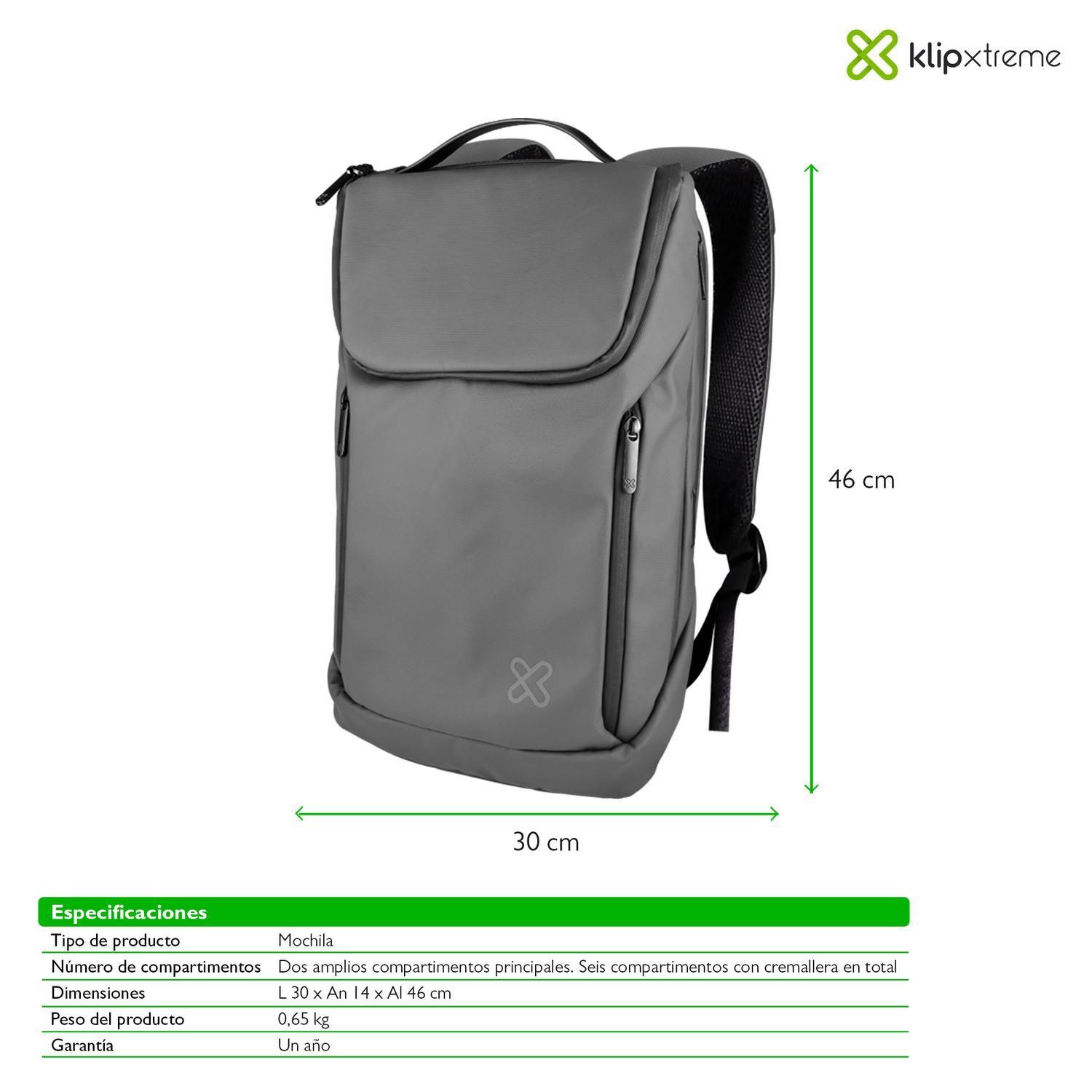 KX Bkpk Portátil KNB-905GR 15.6 puertos USB negros Wtr repelente-4