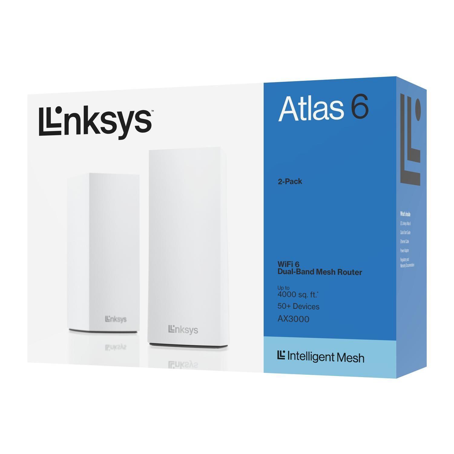 Linksys Atlas 6 MX2002 - Sistema WiFi 6 en malla de doble banda, paquete de 2-4