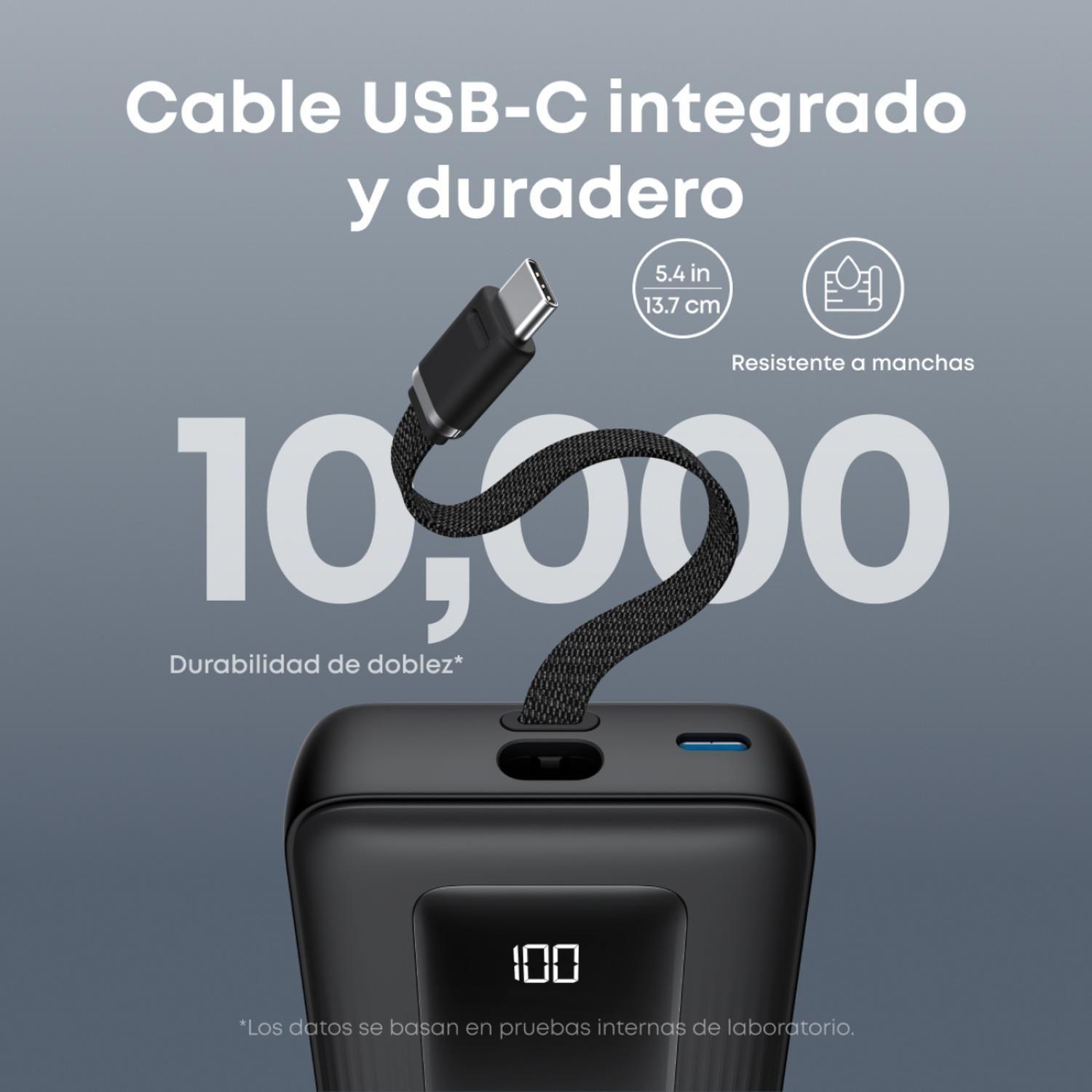 Powerbank Batería Externa Anker 20.000 mAh Carga Rápida 30W Cable USB-C Integrado Negro-2
