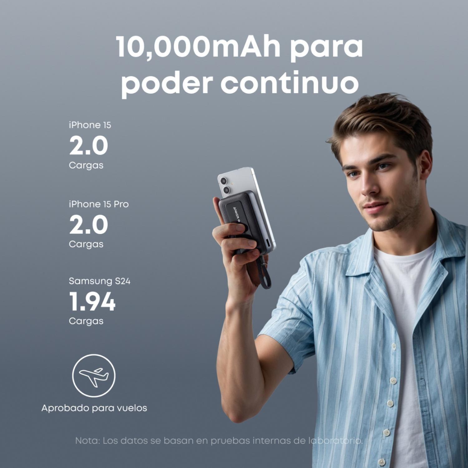 Powerbank Batería Externa Anker 20.000 mAh Carga Rápida 30W Cable USB-C Integrado Negro-3