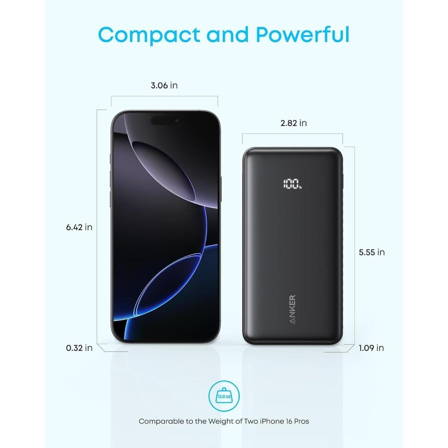 Powerbank Batería Externa Anker 20.000 mAh 22,5W Cable USB-C Integrado Negro-3