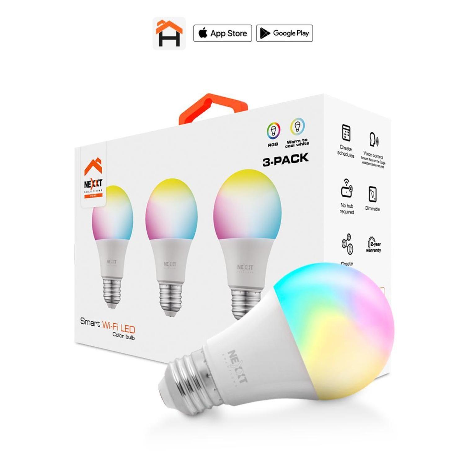 Set de 3 Ampolletas E27 LED inteligentes Wi-Fi Multicolor 9W 800lm-0