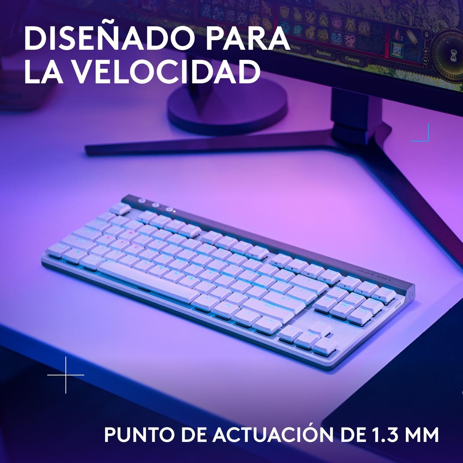 Teclado Gamer Inalambrico Logitech G515 Lightspeed TKL Blanco Ingles-2