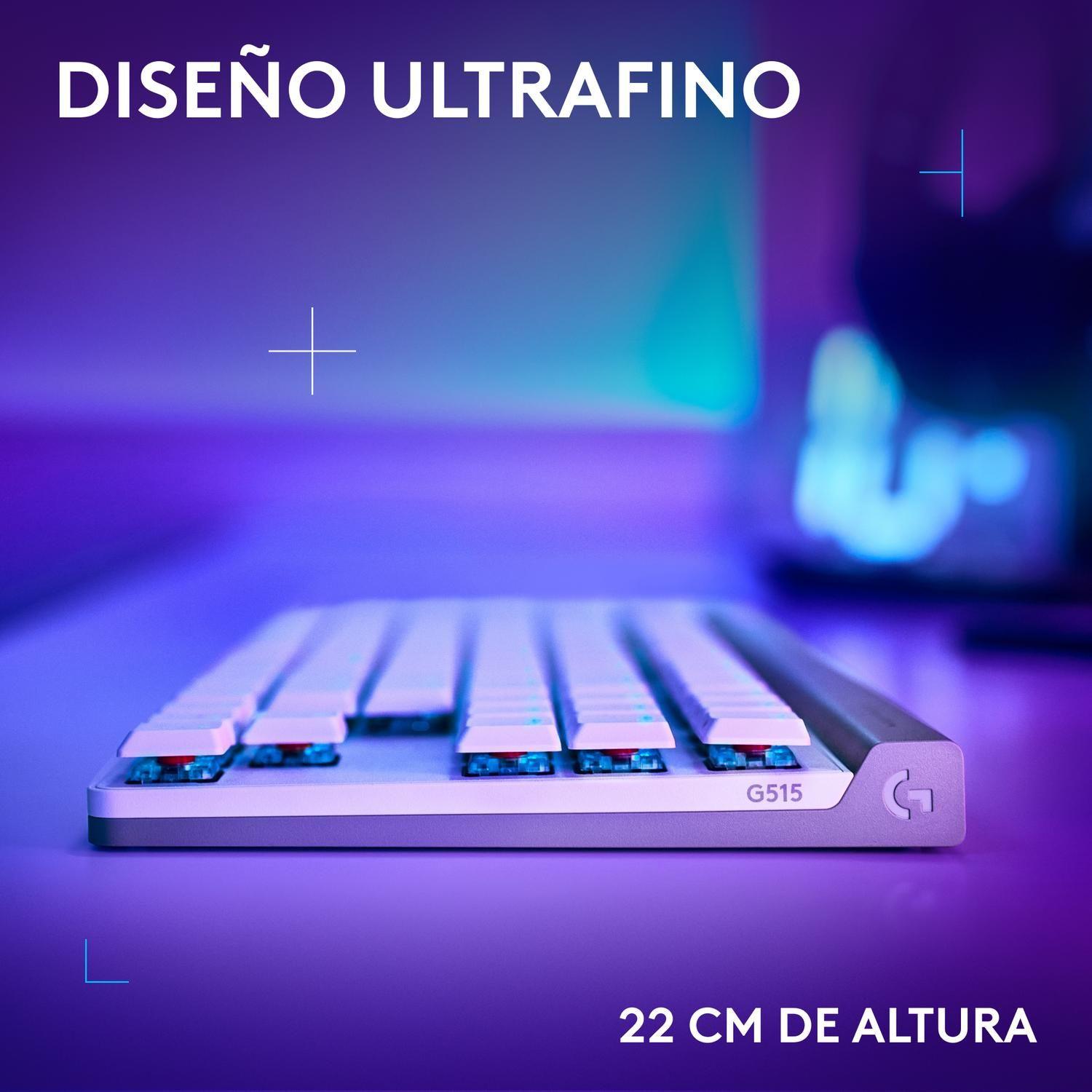 Teclado Gamer Inalambrico Logitech G515 Lightspeed TKL Blanco Ingles-3
