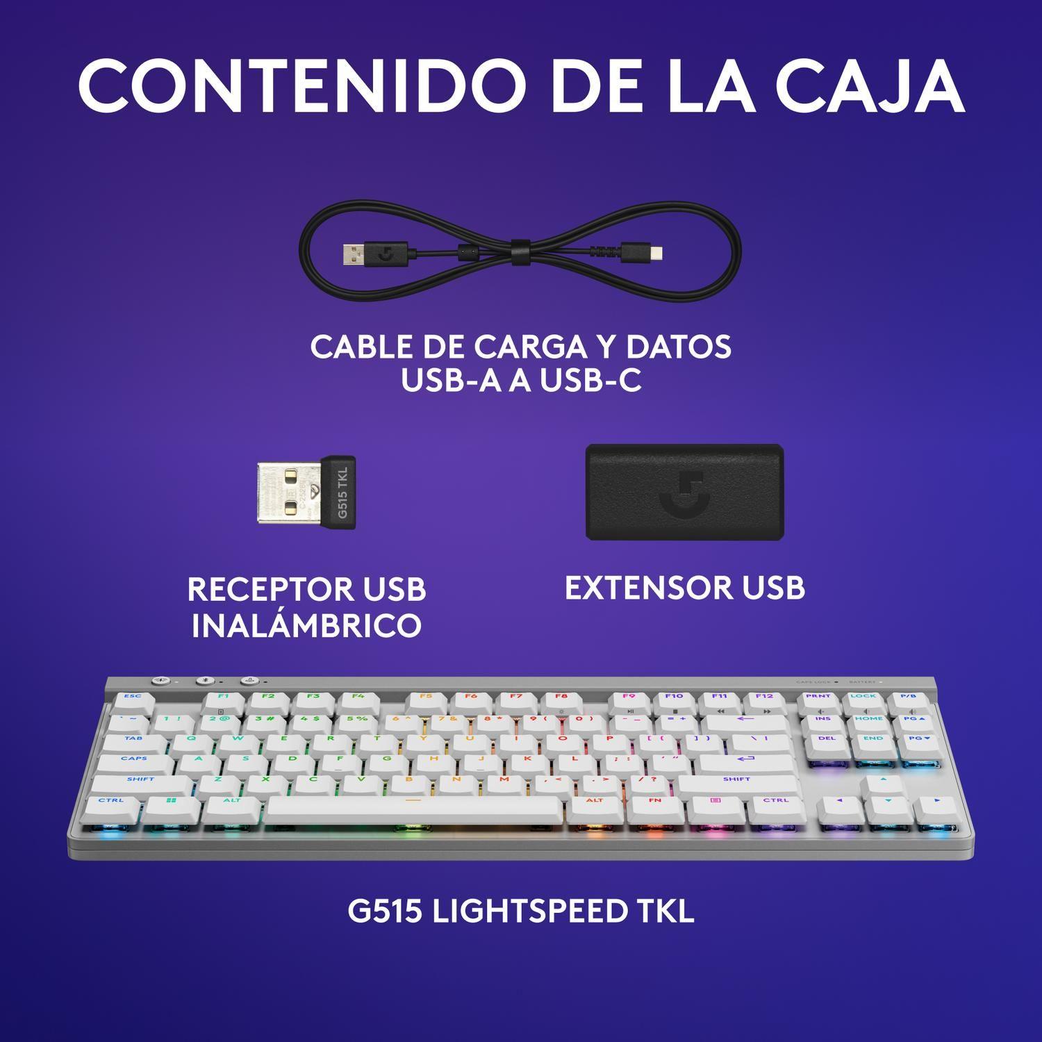Teclado Gamer Inalambrico Logitech G515 Lightspeed TKL Blanco Ingles-8
