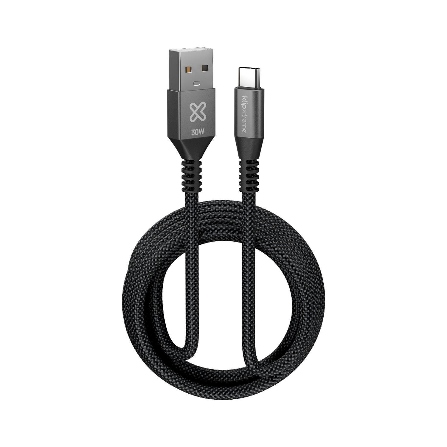 Klip Xtreme Cable Trenzado USB-A USB-C PowerGo 050 30W 3m-4