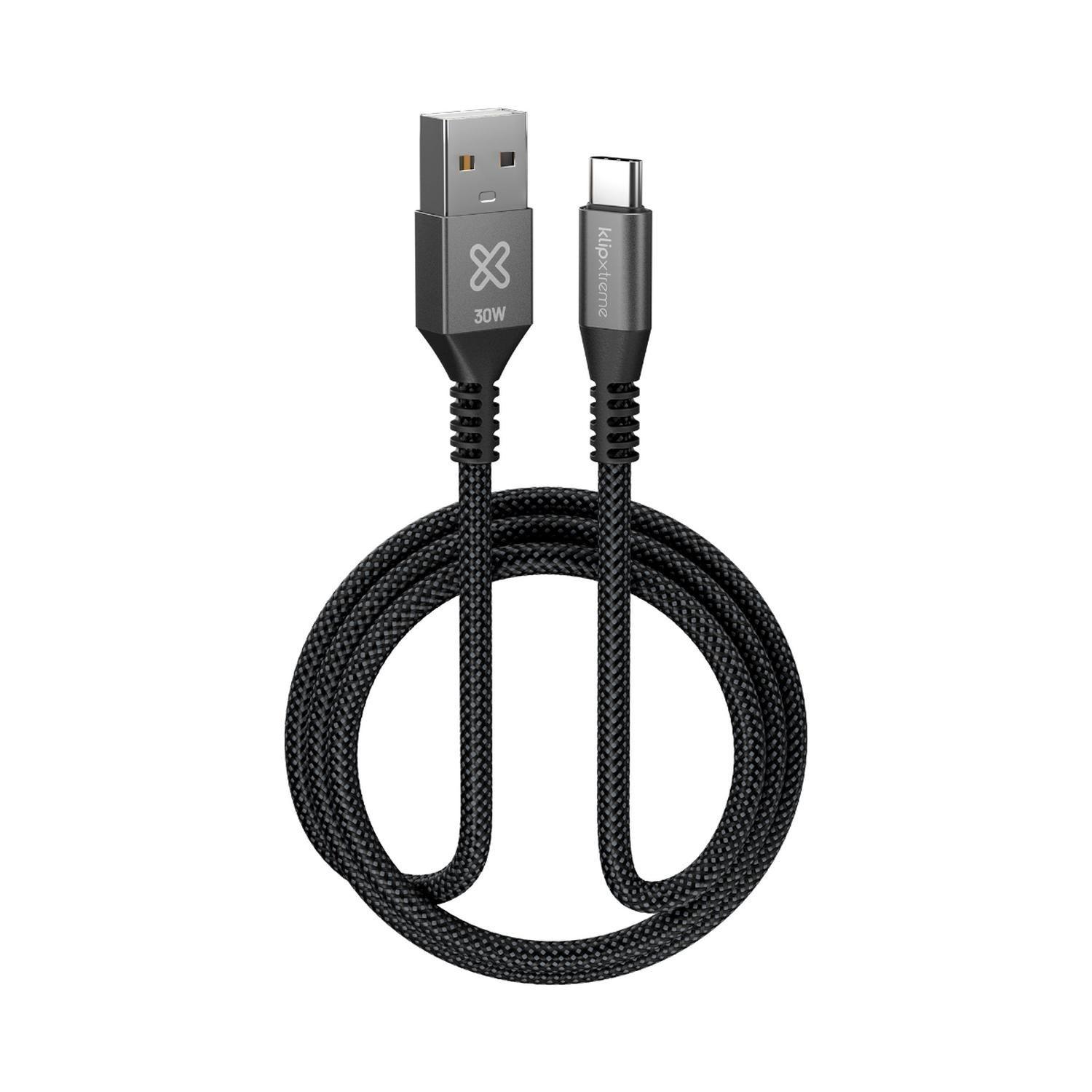 Klip Xtreme Cable Trenzado USB-A USB-C PowerGo 050 30W 3m-6