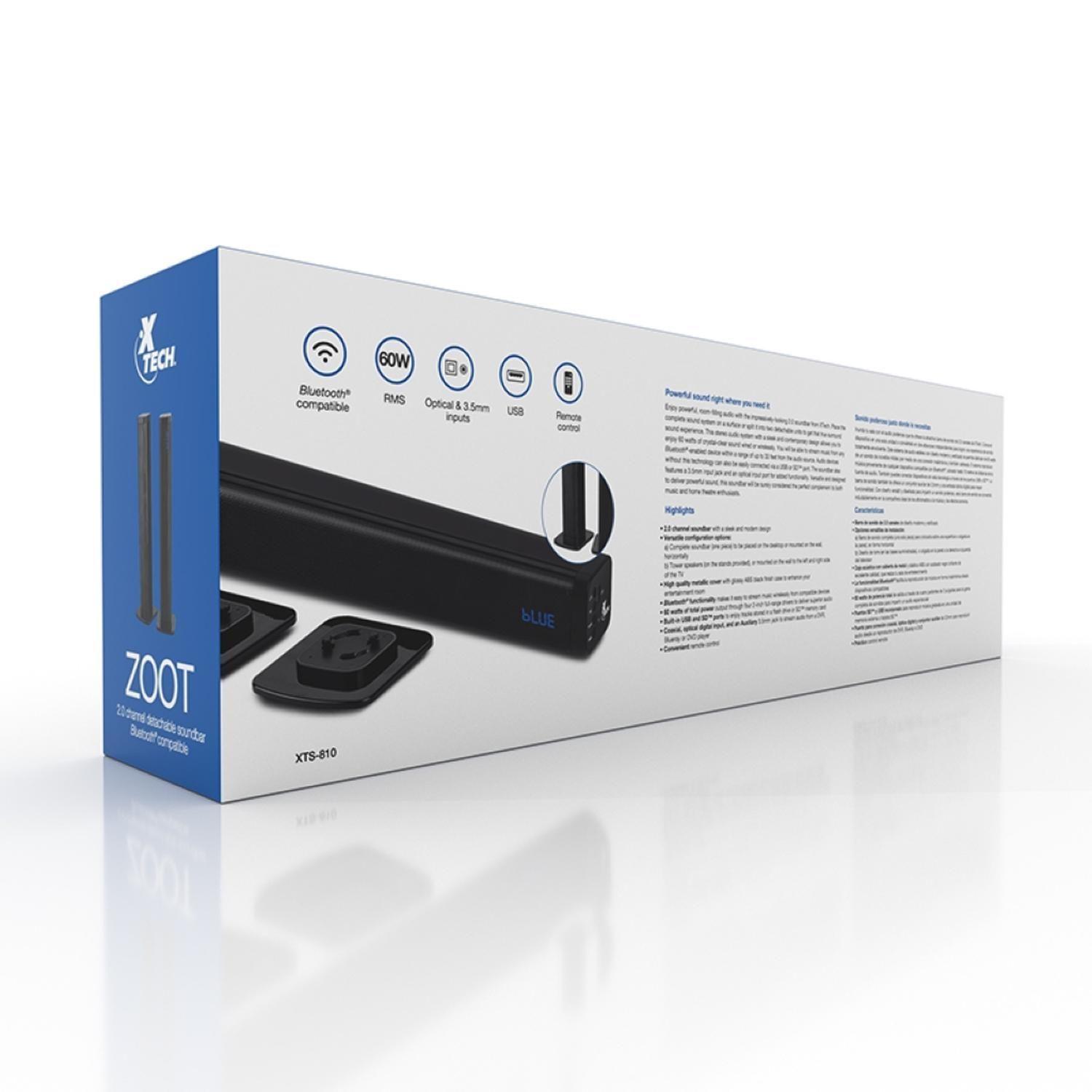 Soundbar Xtech 2.0 Bluetooth 60W desmontable XTS-810 Negro-8
