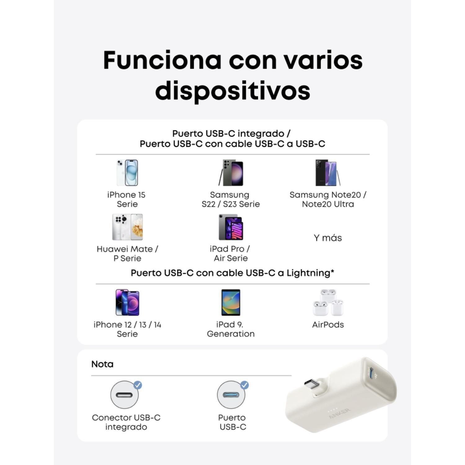 Powerbank Nano Batería Externa Anker 5.000 mAh USB-C Blanco-3