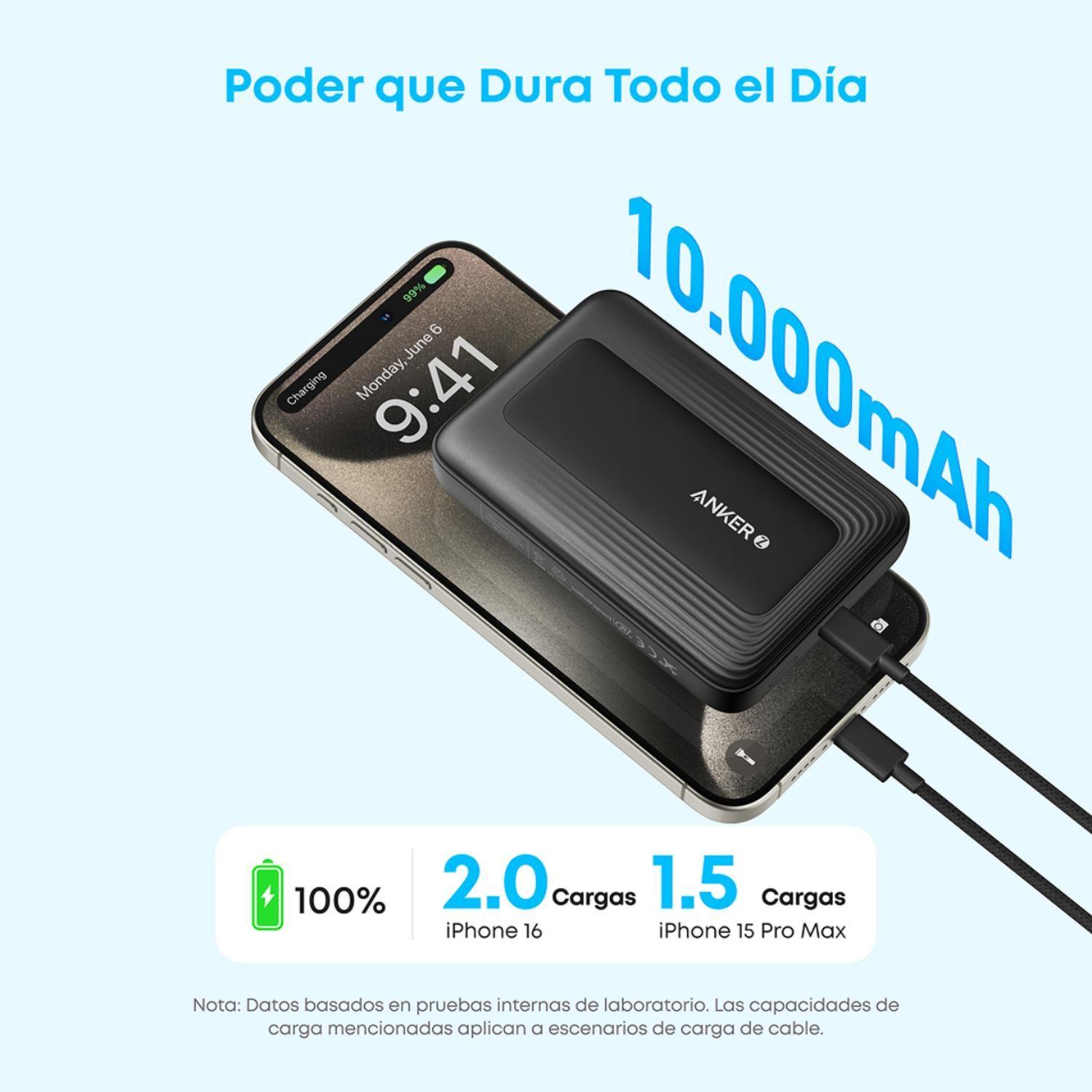 Powerbank Magnética Batería Externa MagGo Anker 10.000 mAh Wireless Negro-2