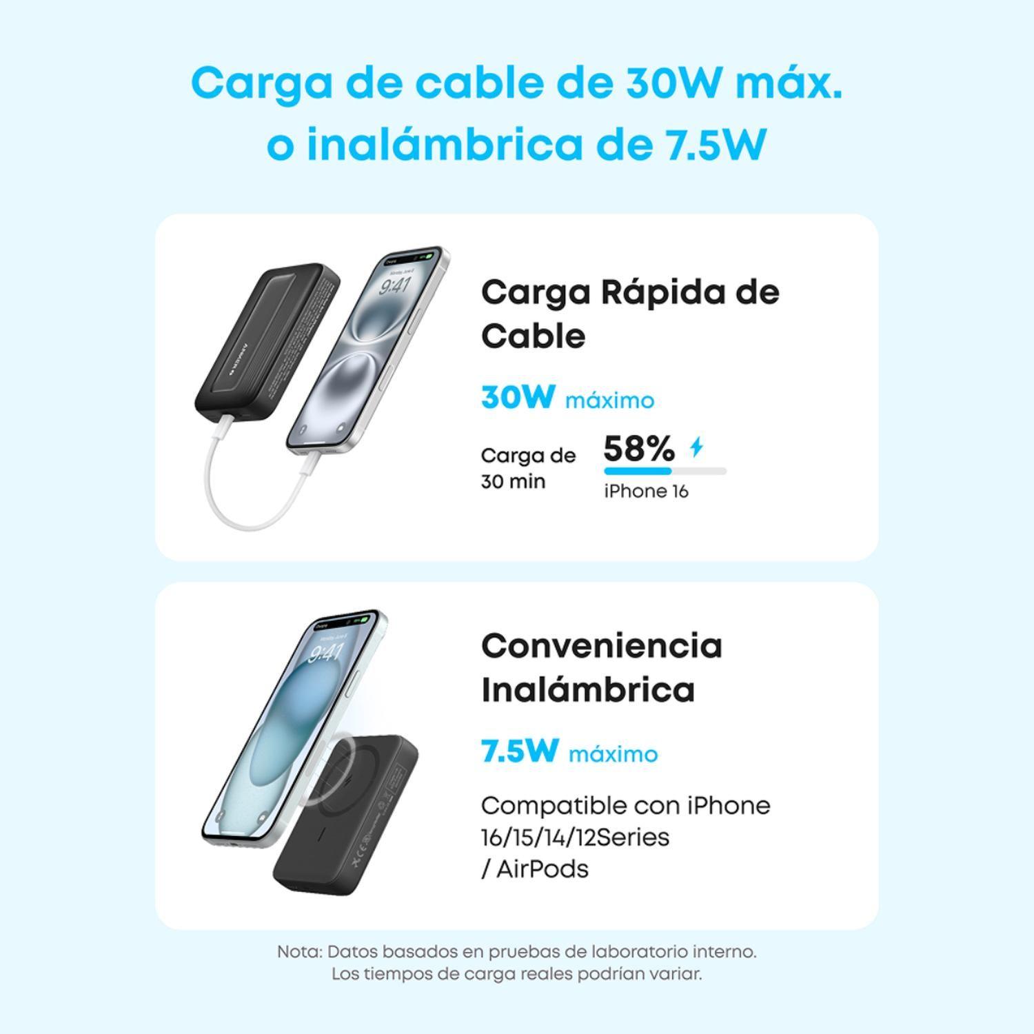Powerbank Magnética Batería Externa MagGo Anker 10.000 mAh Wireless Negro-5