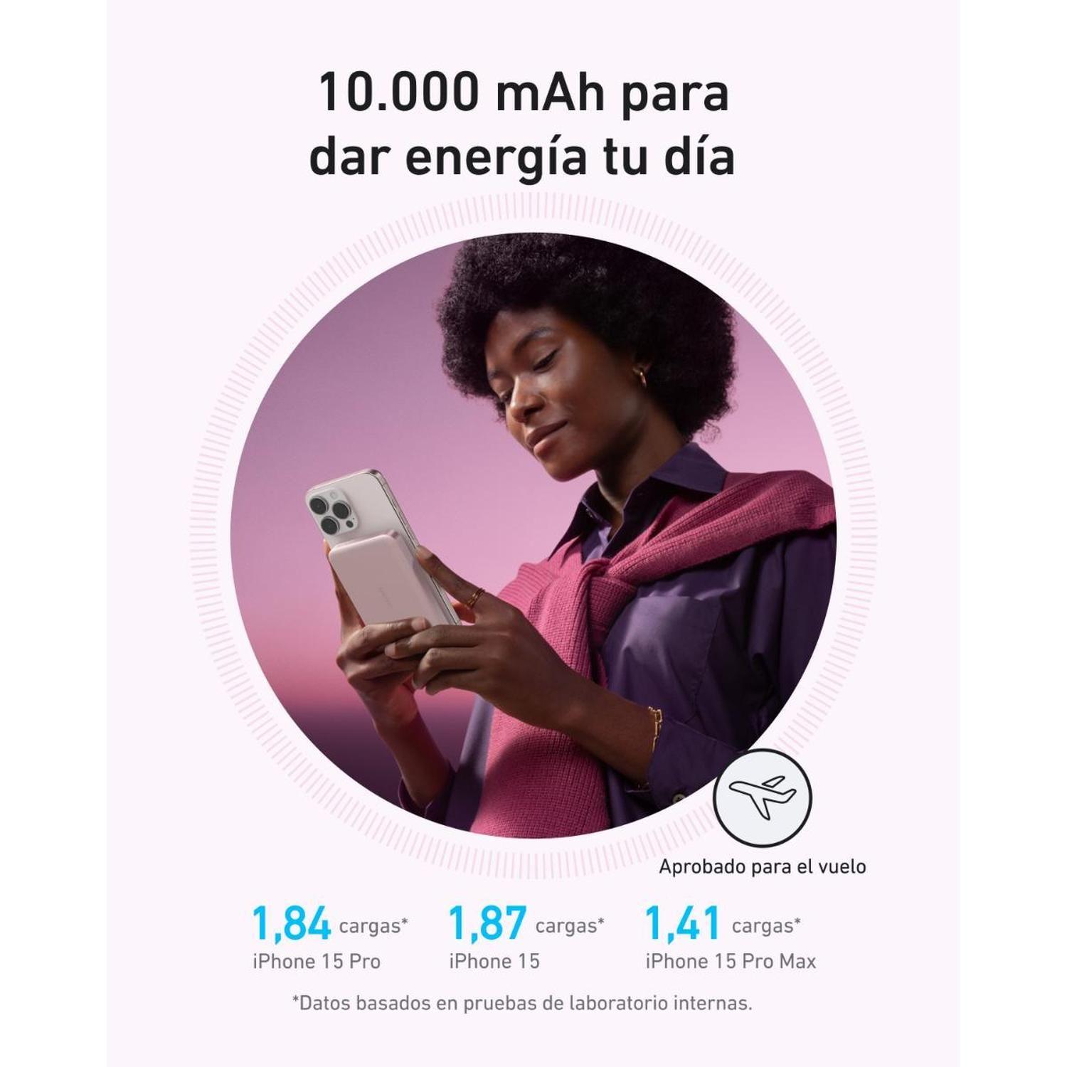 Powerbank Magnética Slim Batería Externa MagGo Anker 10.000 mAh Qi2 Wireless Rosa-5