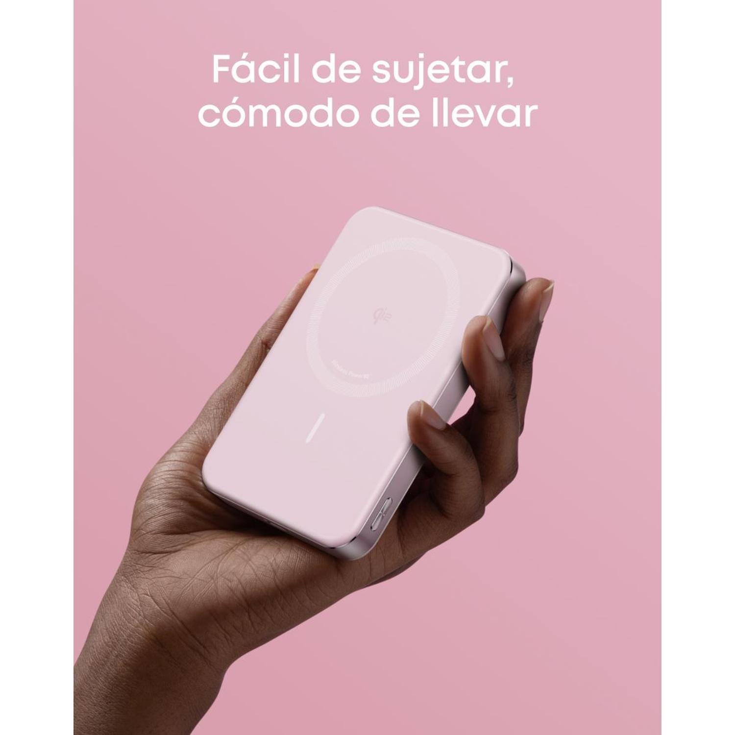 Powerbank Magnética Slim Batería Externa MagGo Anker 10.000 mAh Qi2 Wireless Rosa-8