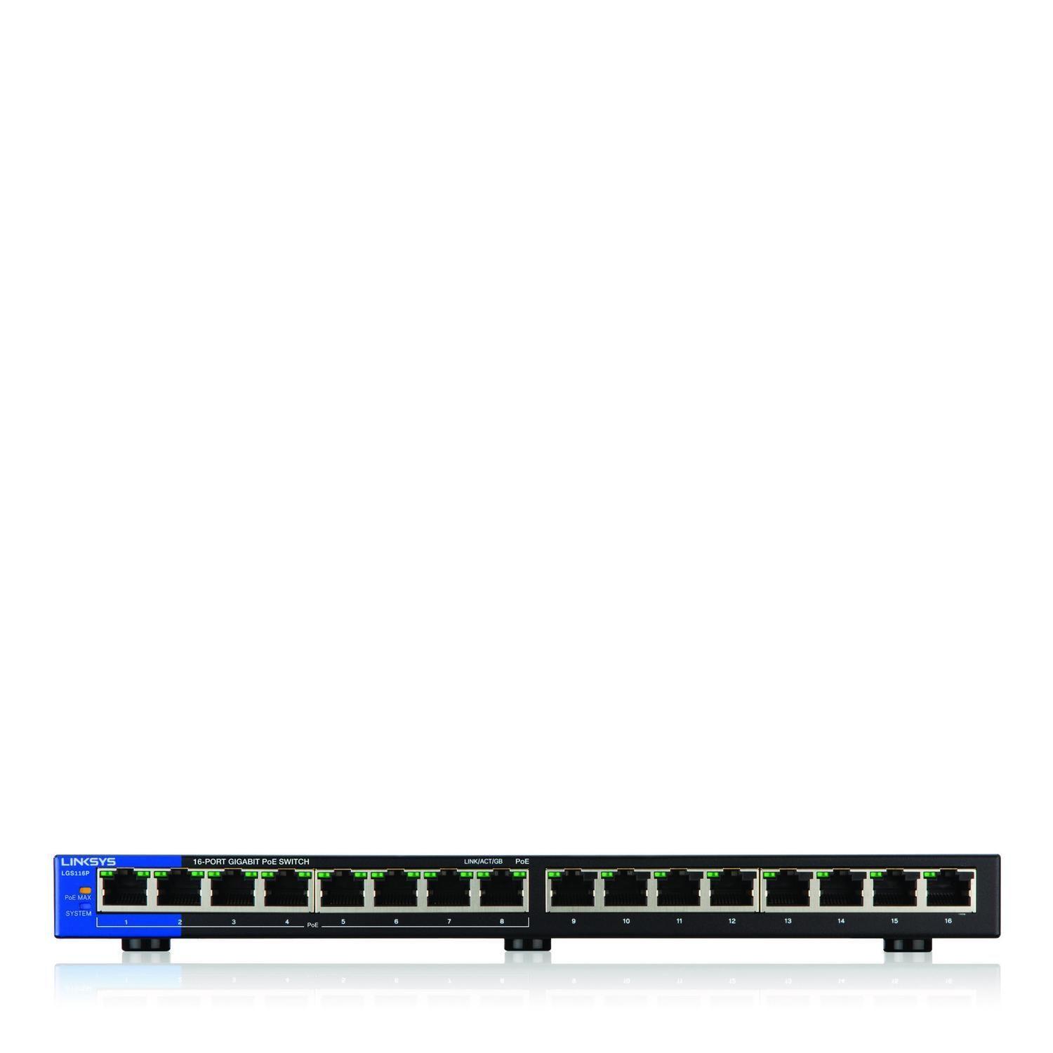 Linksys Switch Conmutador empresarial - 16 puertos Conmutador Gigabit PoE+ de escritorio empresarial-0