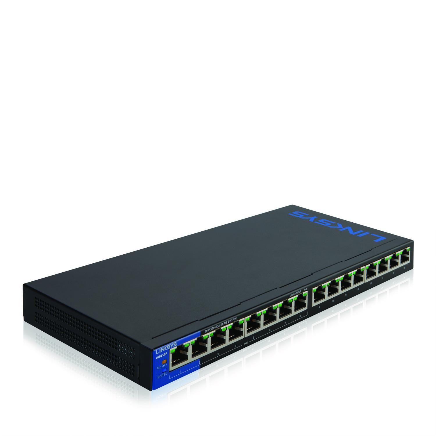 Linksys Switch Conmutador empresarial - 16 puertos Conmutador Gigabit PoE+ de escritorio empresarial-1
