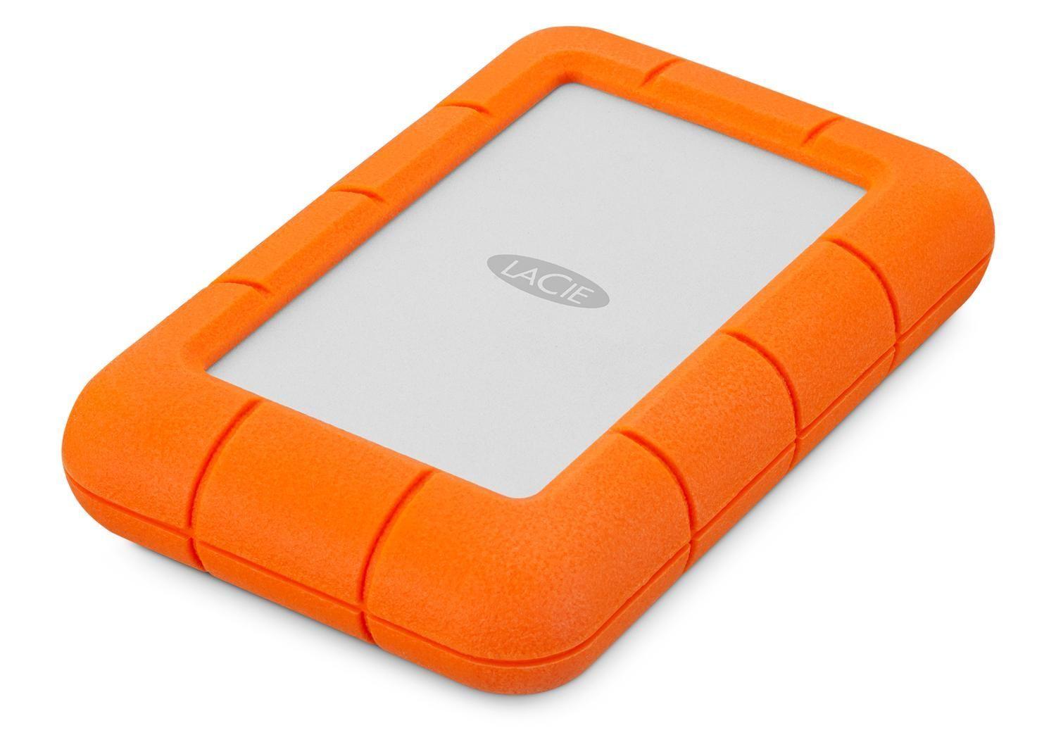 Disco Duro Externo Seagate 1TB LaCie Rugged Mini USB-3.0 Plateado/Naranja-0