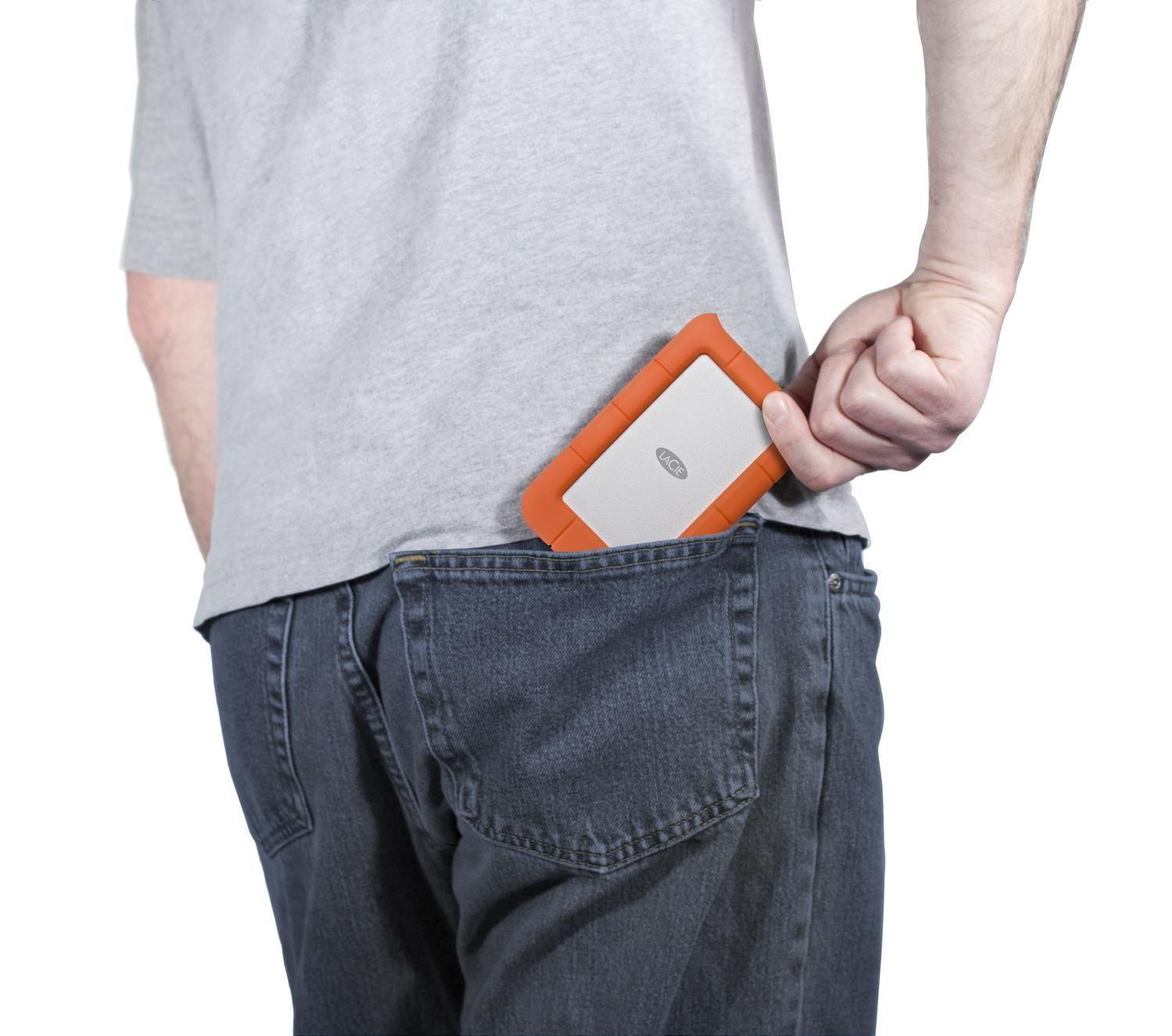 Disco Duro Externo Seagate 1TB LaCie Rugged Mini USB-3.0 Plateado/Naranja-6