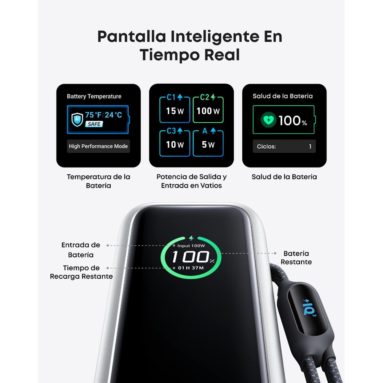Batería Externa Laptop Anker 25.000 mAh Carga Ultra Rápida 165W Plata-3