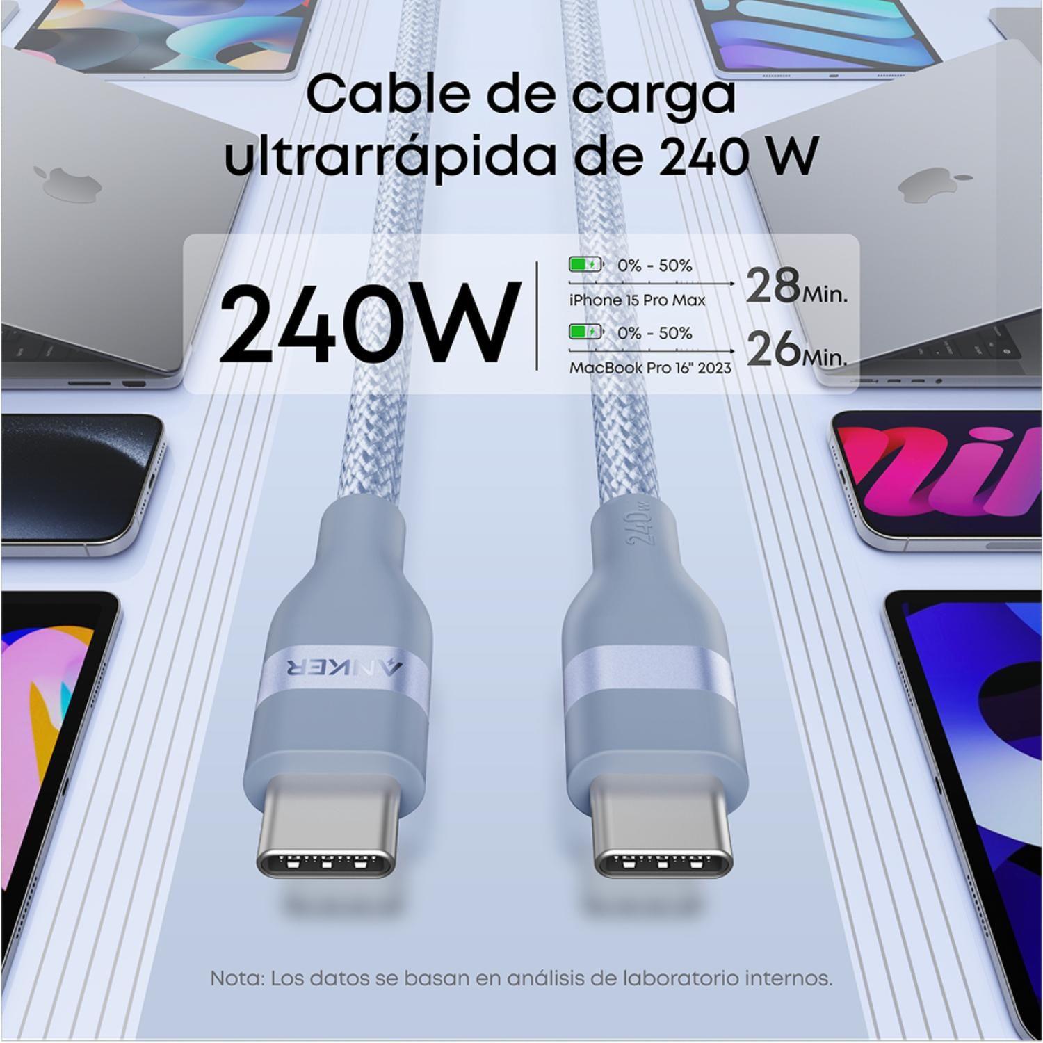 Cable USB-C a USB-C Anker Carga Rápida 240W 1m Azul-1