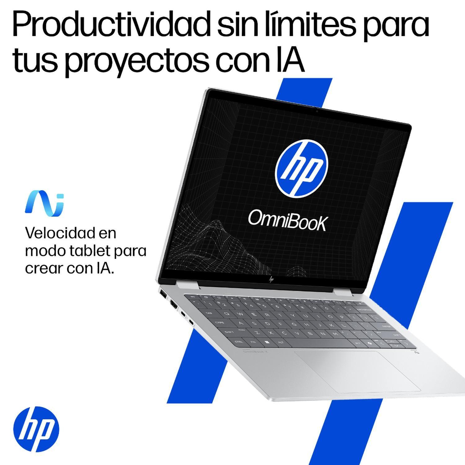 Notebook HP OmniBook X FlipNGAI 14-fm0051la 14" Pantalla táctil Intel Core Ultra 5 16GB RAM 512-9