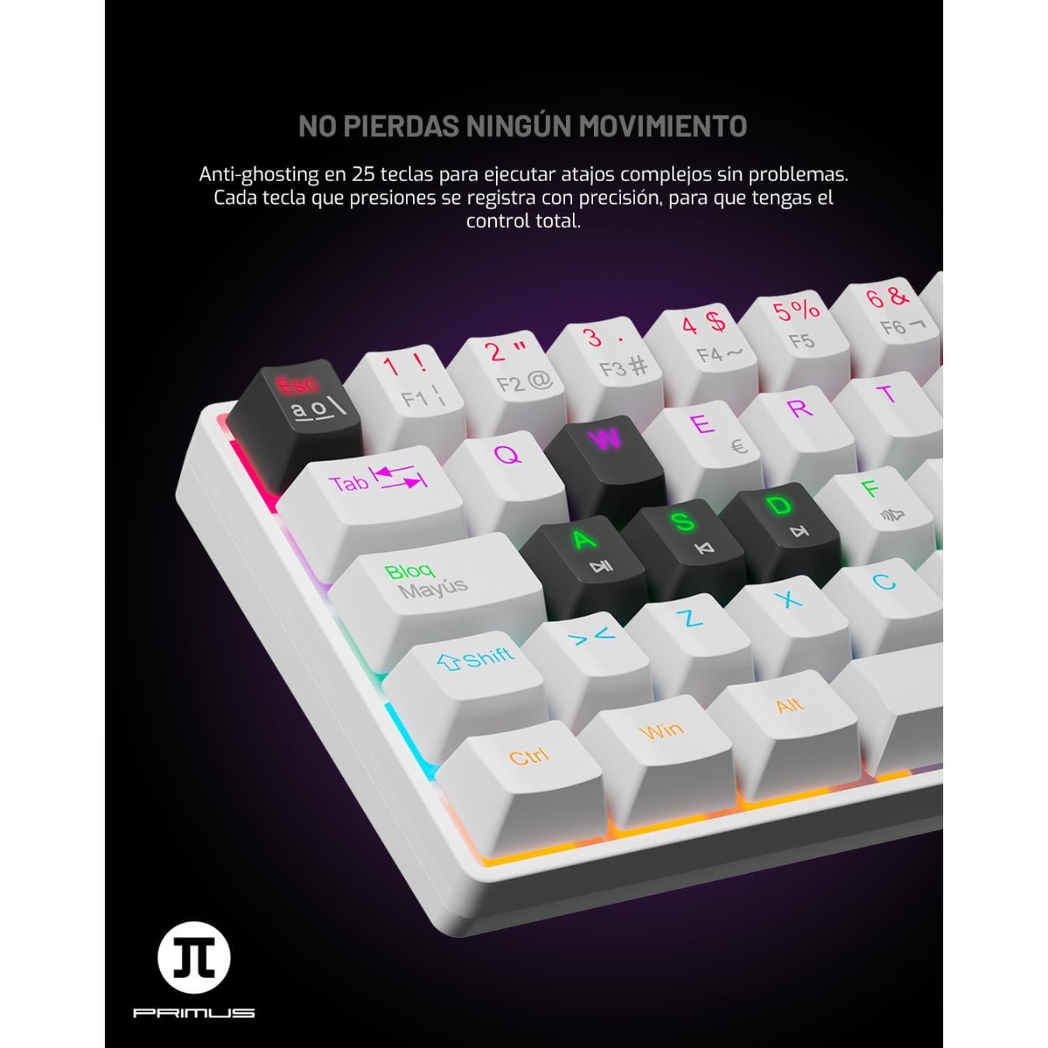 Primus Gaming Keyboard Wired Ballista 61T USB Spanish White-Red switch-4