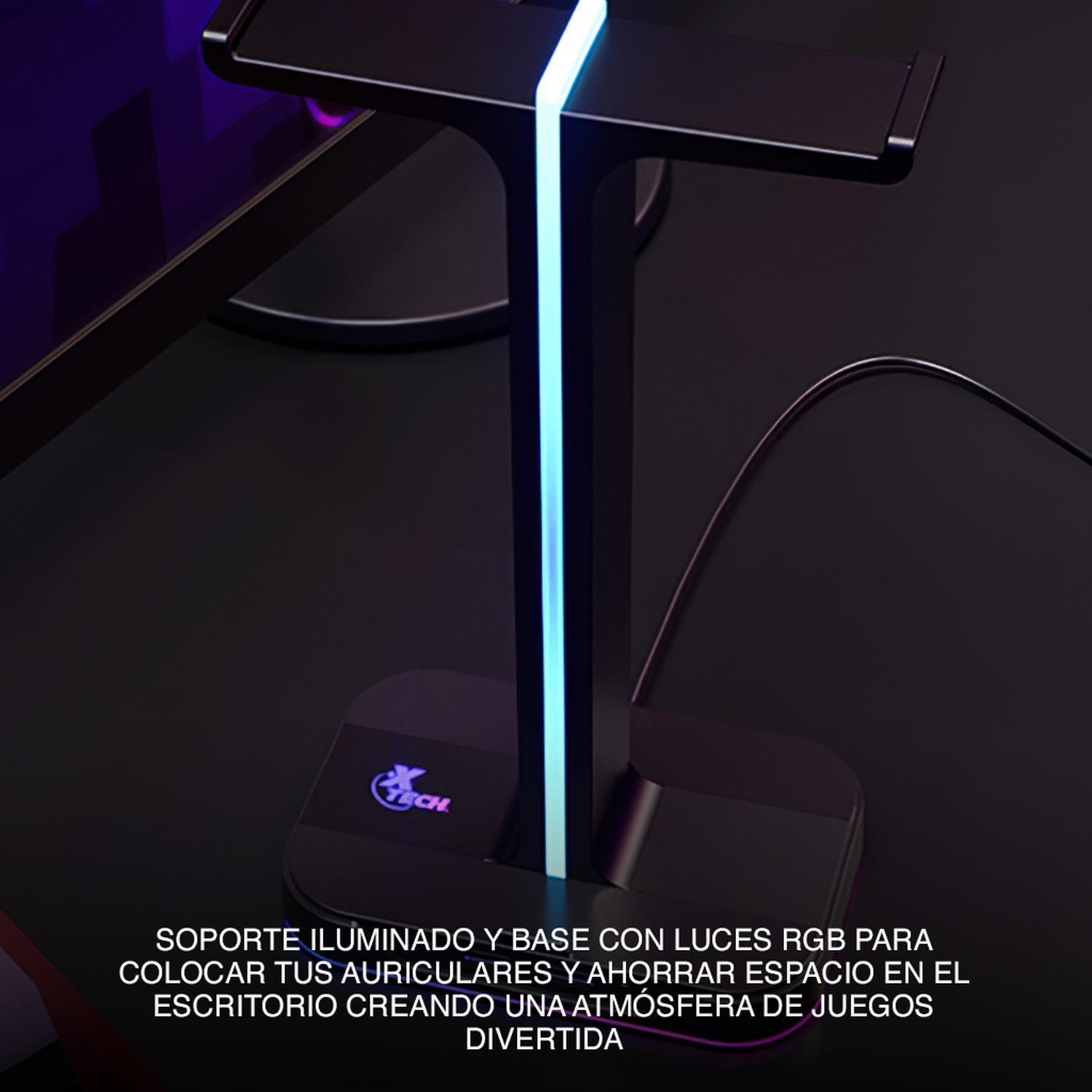 Soporte doble para audifonos luces RGB C/USB Xtech XTH-690-2