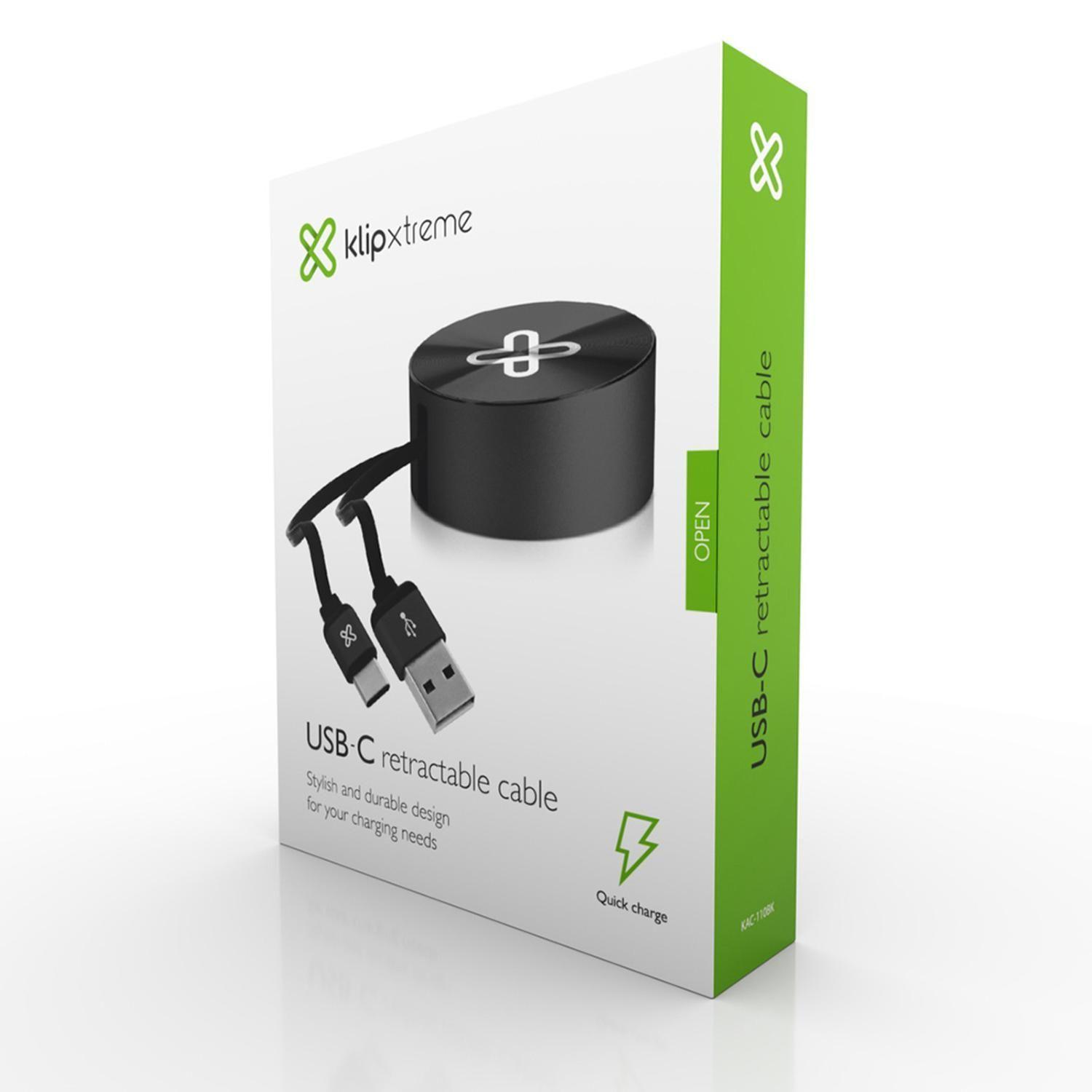 Cable Retractil USB-C 2,1A Antienredo KlipXtreme KAC-110 negro-5