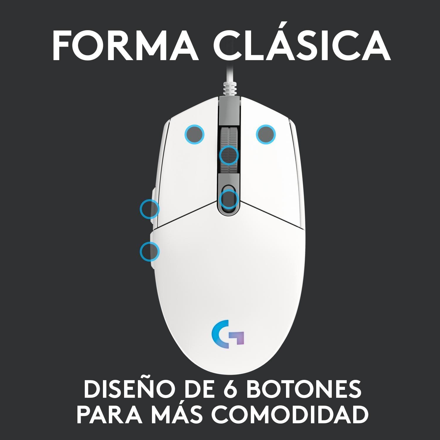 Mouse Gamer Logitech G203 Lightsync Blanco-4
