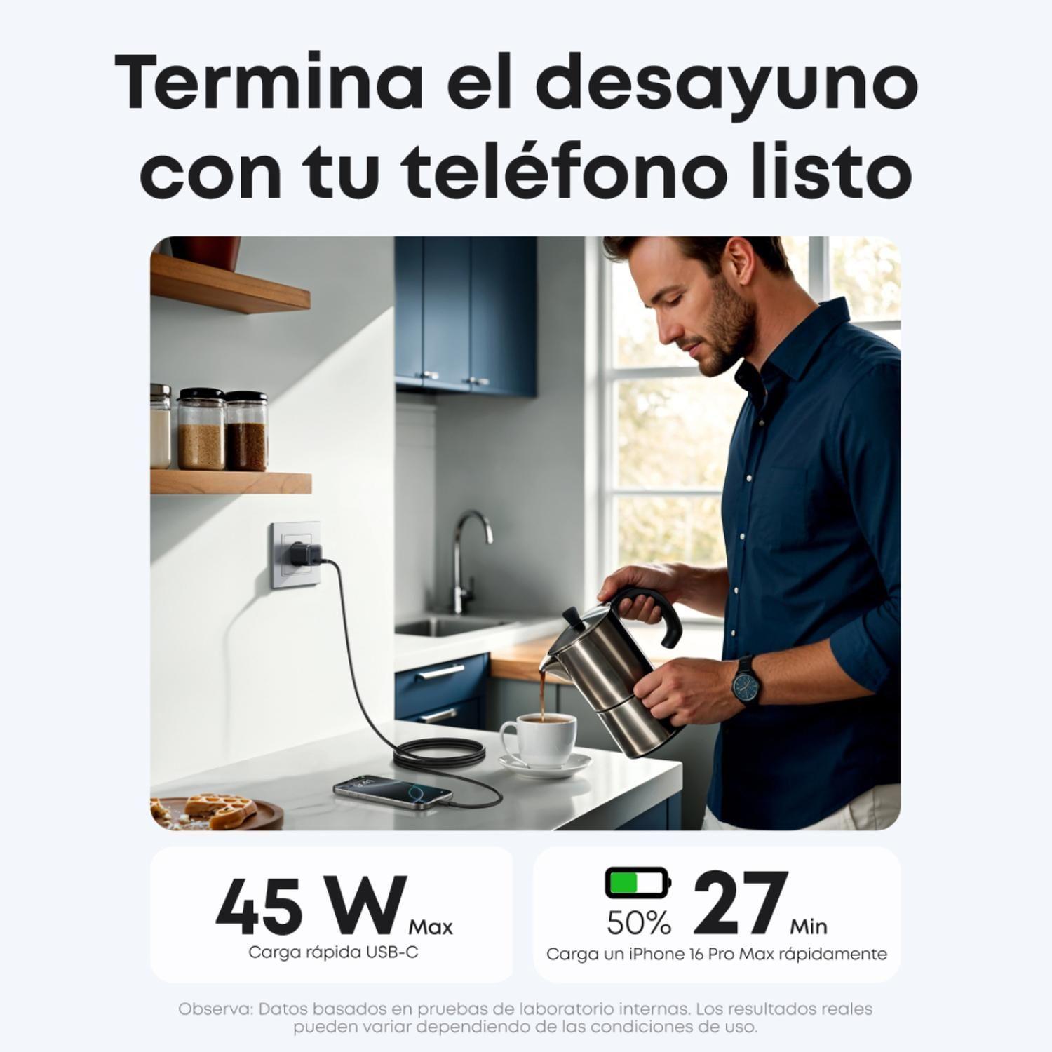 Cargador Carga Rápida Anker Nano 45W GaN PIQ 3.0 USB-C-3