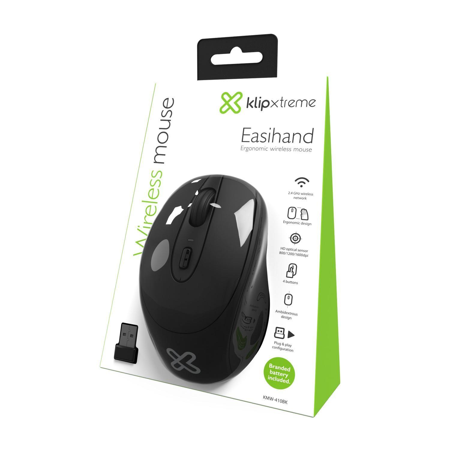 Mouse Inalámbrico Klip Xtreme EasyHand KMW-410BK Negro-5