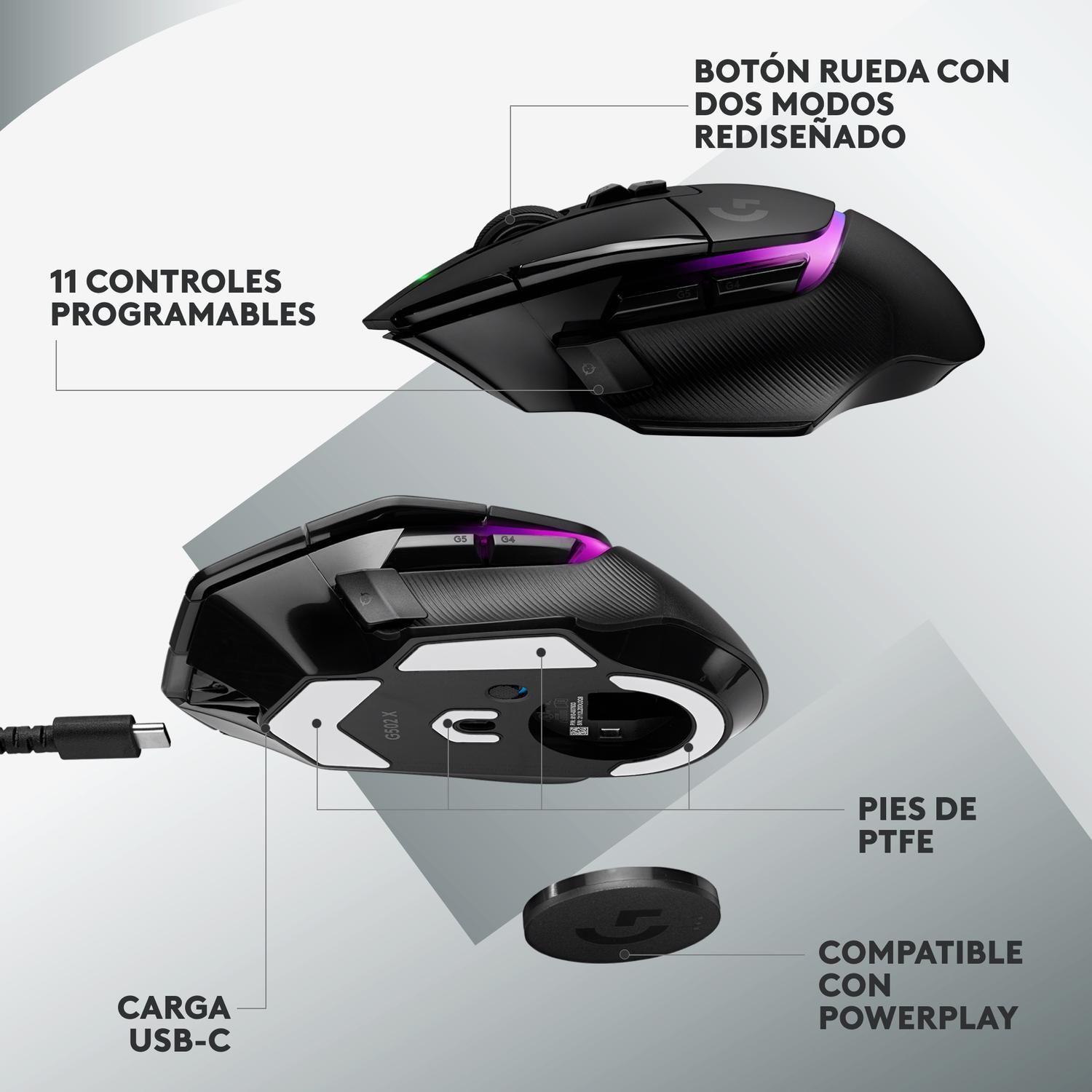 Logitech Mouse G G502 X PLUS óptico Bluetooth-6