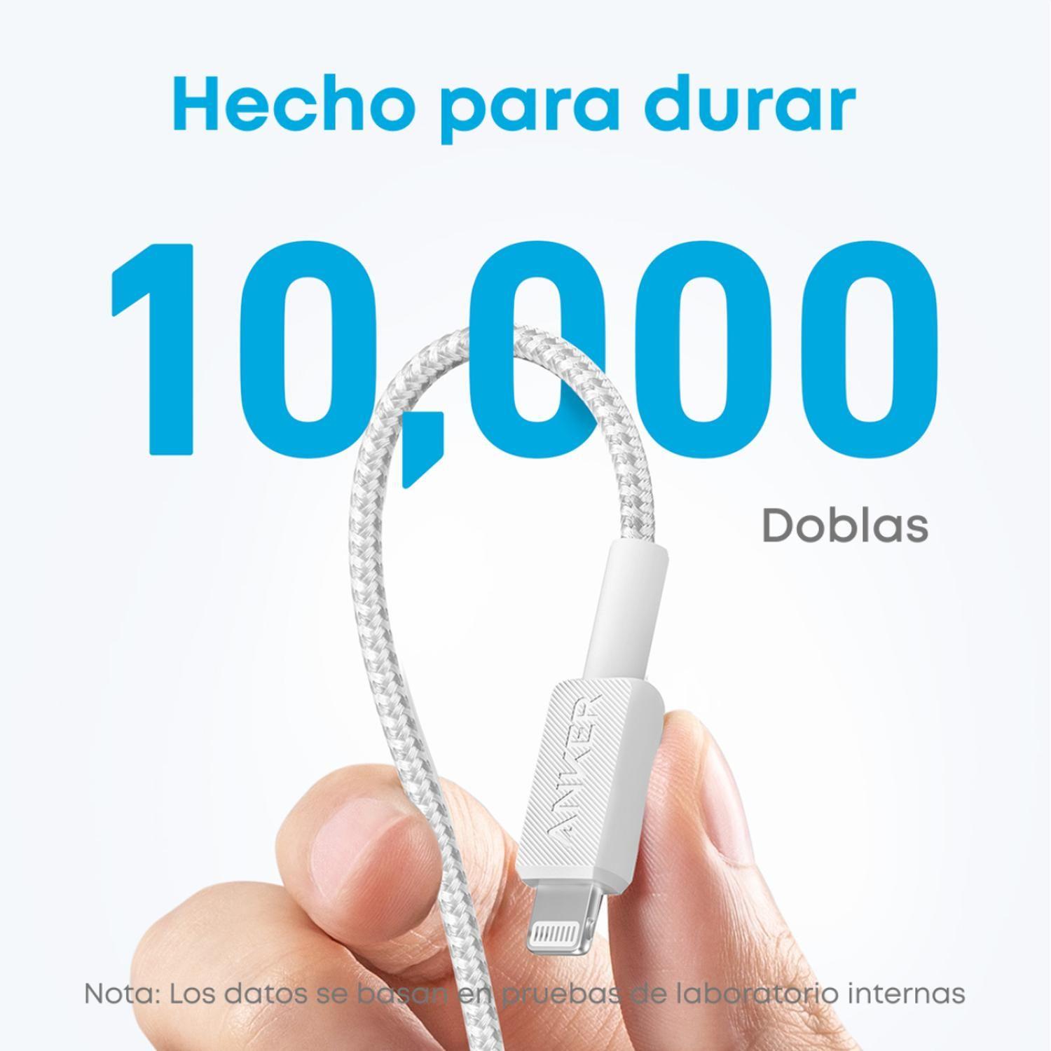 Cable USB-C a Lightning Anker Carga Rápida 60W 2m Blanco-2