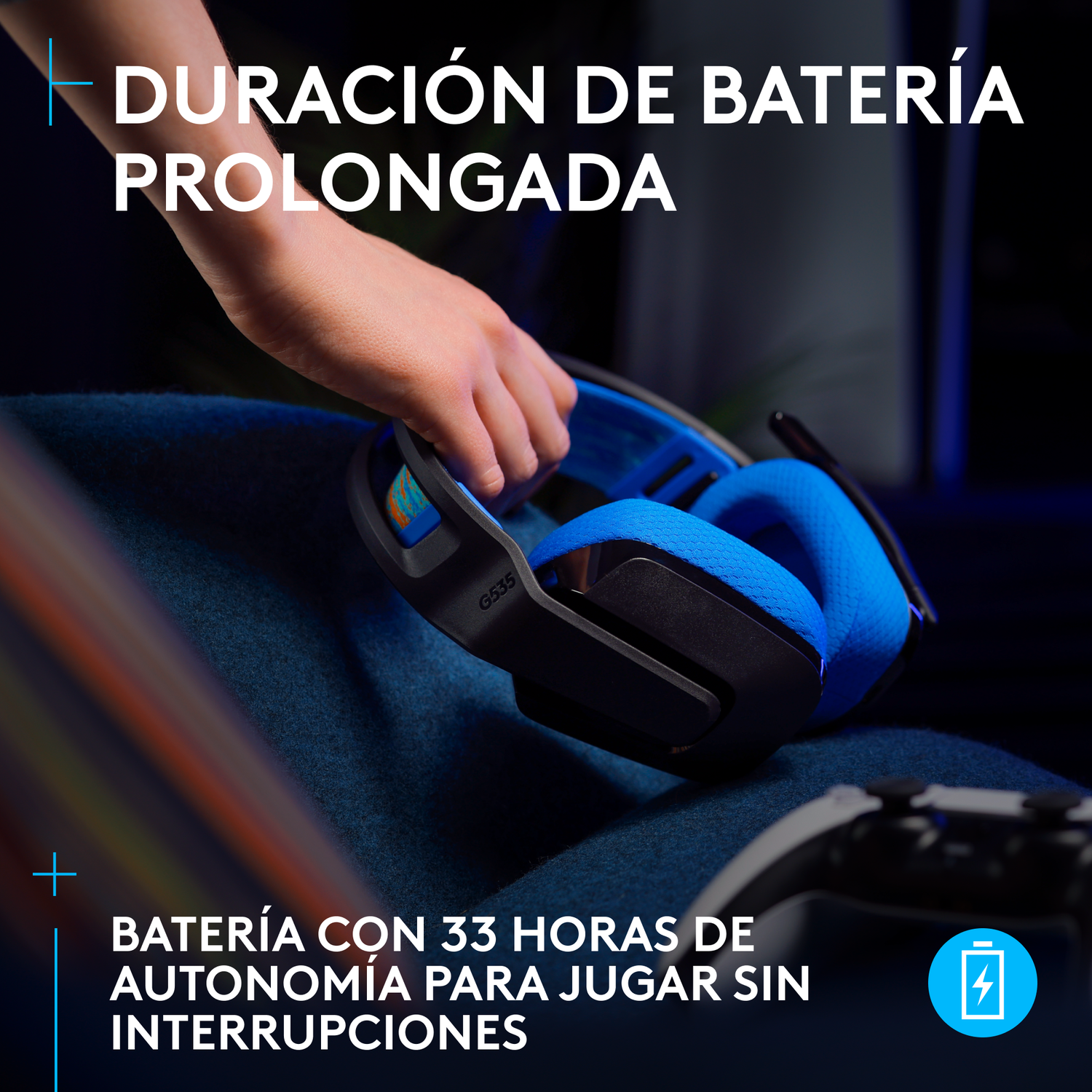 Audifono Gamer Inalambrico Logitech G535 Lightspeed Negro/Azul-2