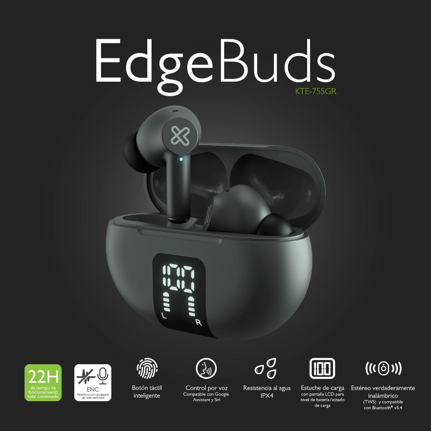 Klip Xtreme Audifonos TWS EdgeBuds ANC Gris KTE-755GR-4