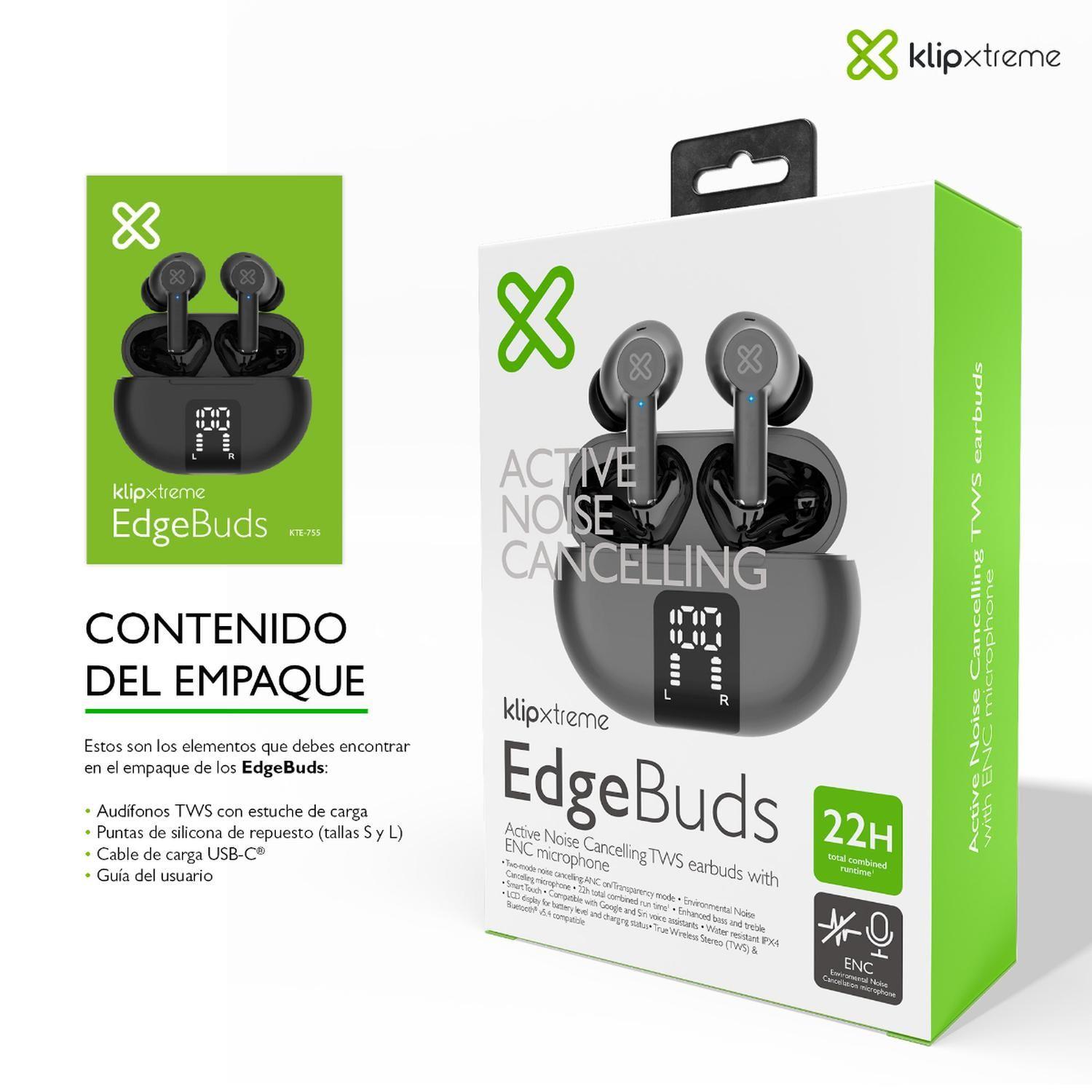 Klip Xtreme Audifonos TWS EdgeBuds ANC Gris KTE-755GR-5