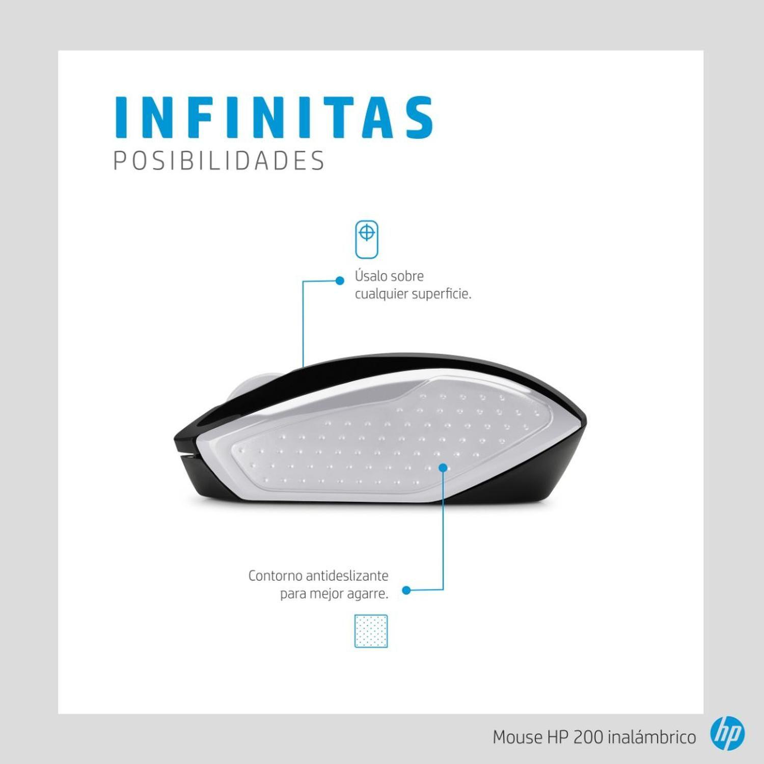 Mouse HP 200 Inalámbrico Plateado-4
