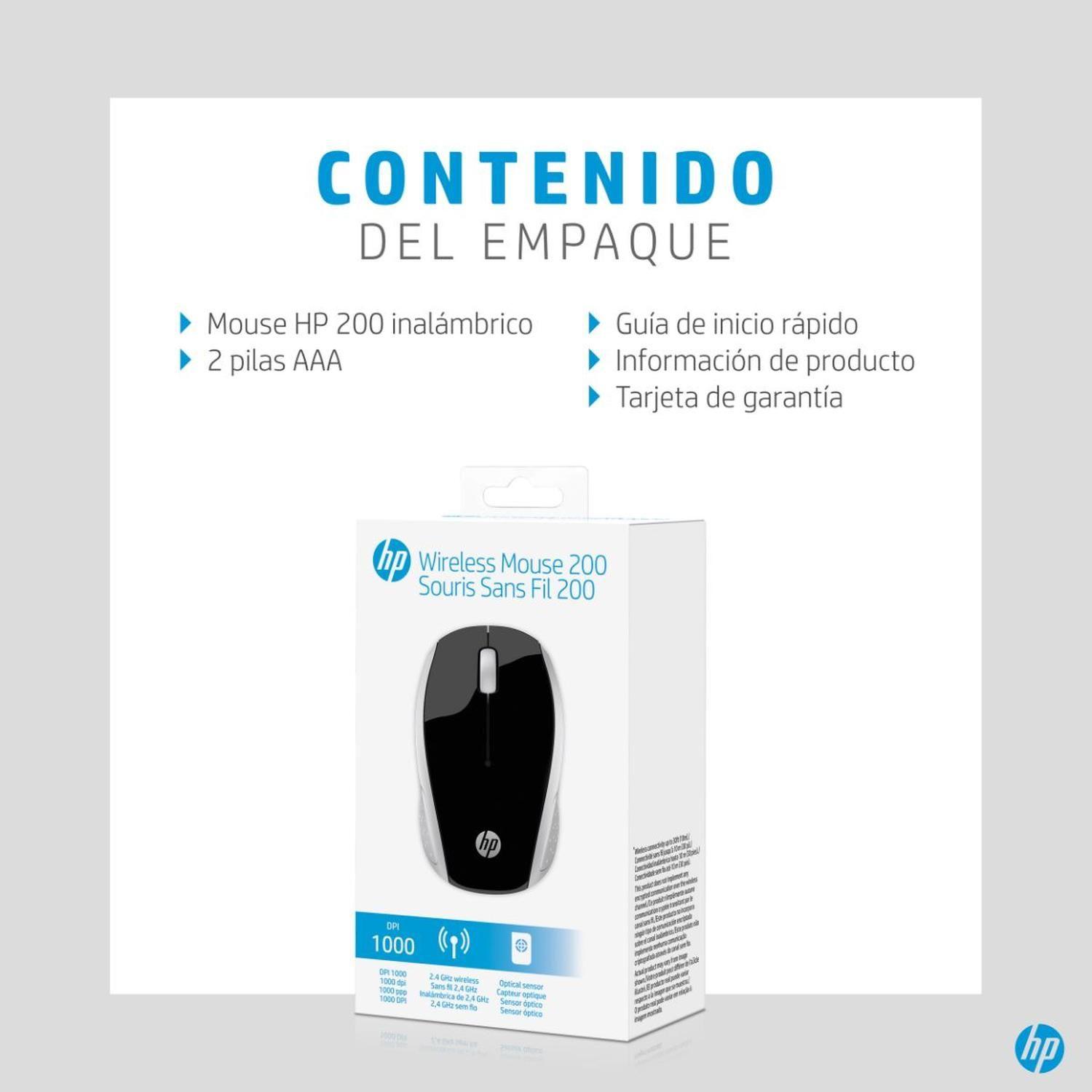Mouse HP 200 Inalámbrico Plateado-5